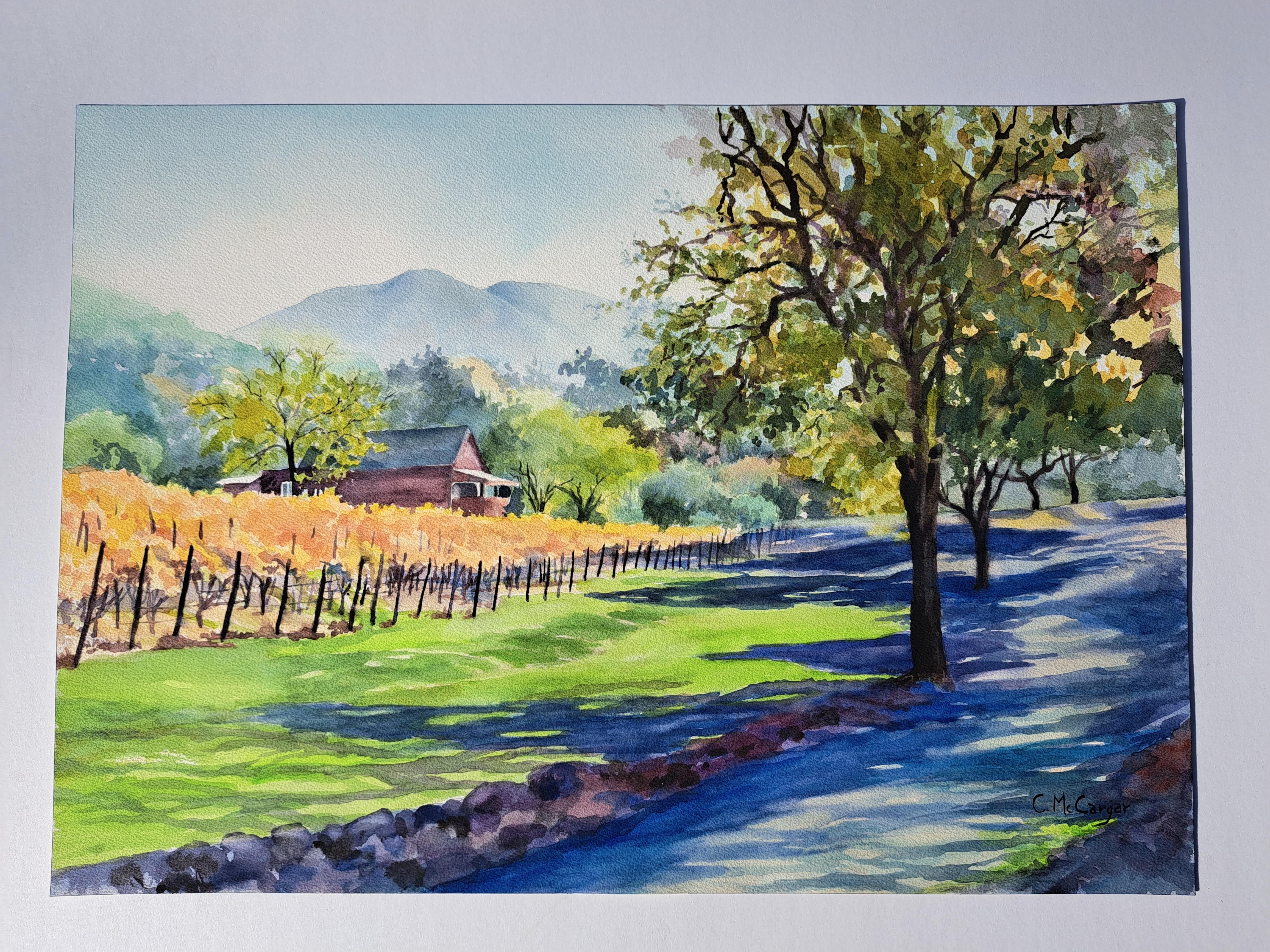 La cabaña del viñador, pintura original - Art Impresionista de Catherine McCargar