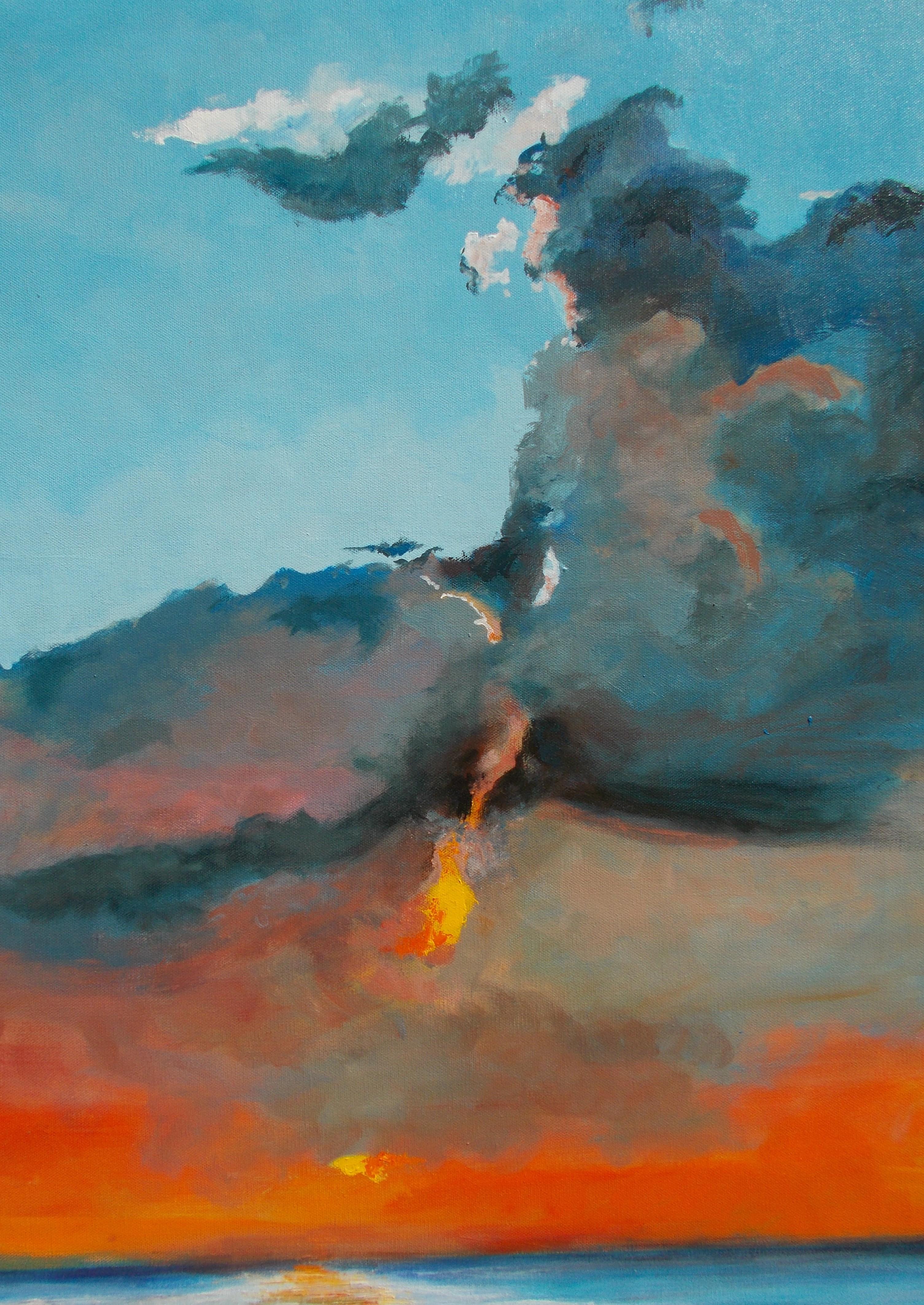 Glimmer Strike, peinture originale - Bleu Landscape Painting par Benjamin  Thomas