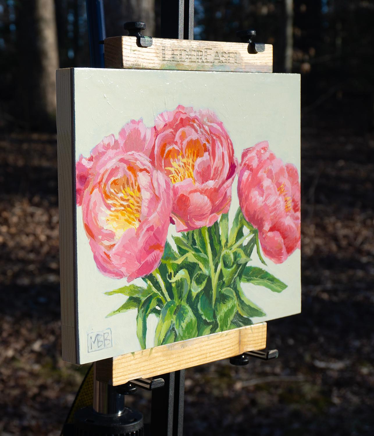 Peonie rosa, dipinto originale - Painting di Mary Beatty-Brooks