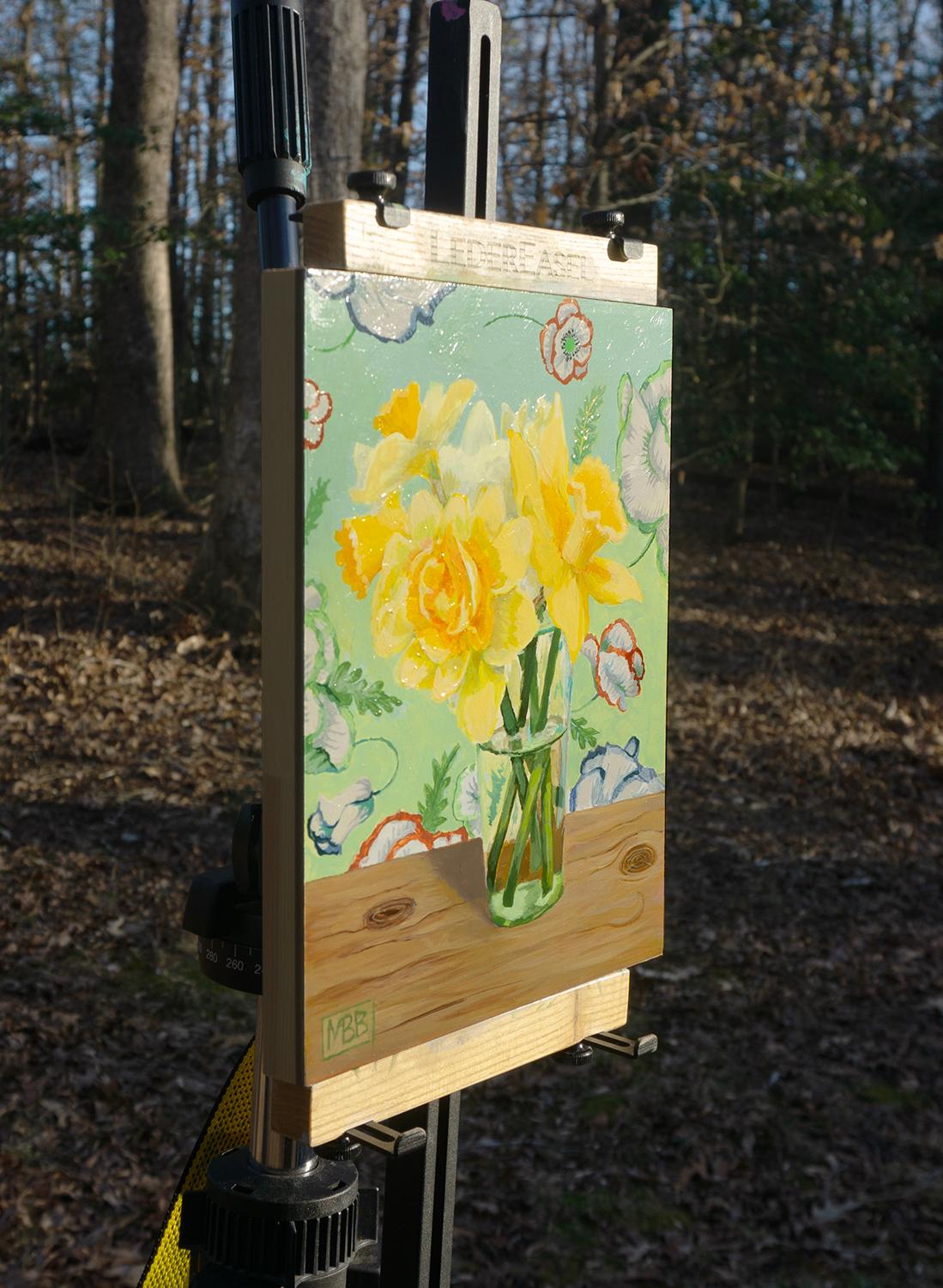 Narcisos sobre verde, Pintura original - Art Impresionista de Mary Beatty-Brooks