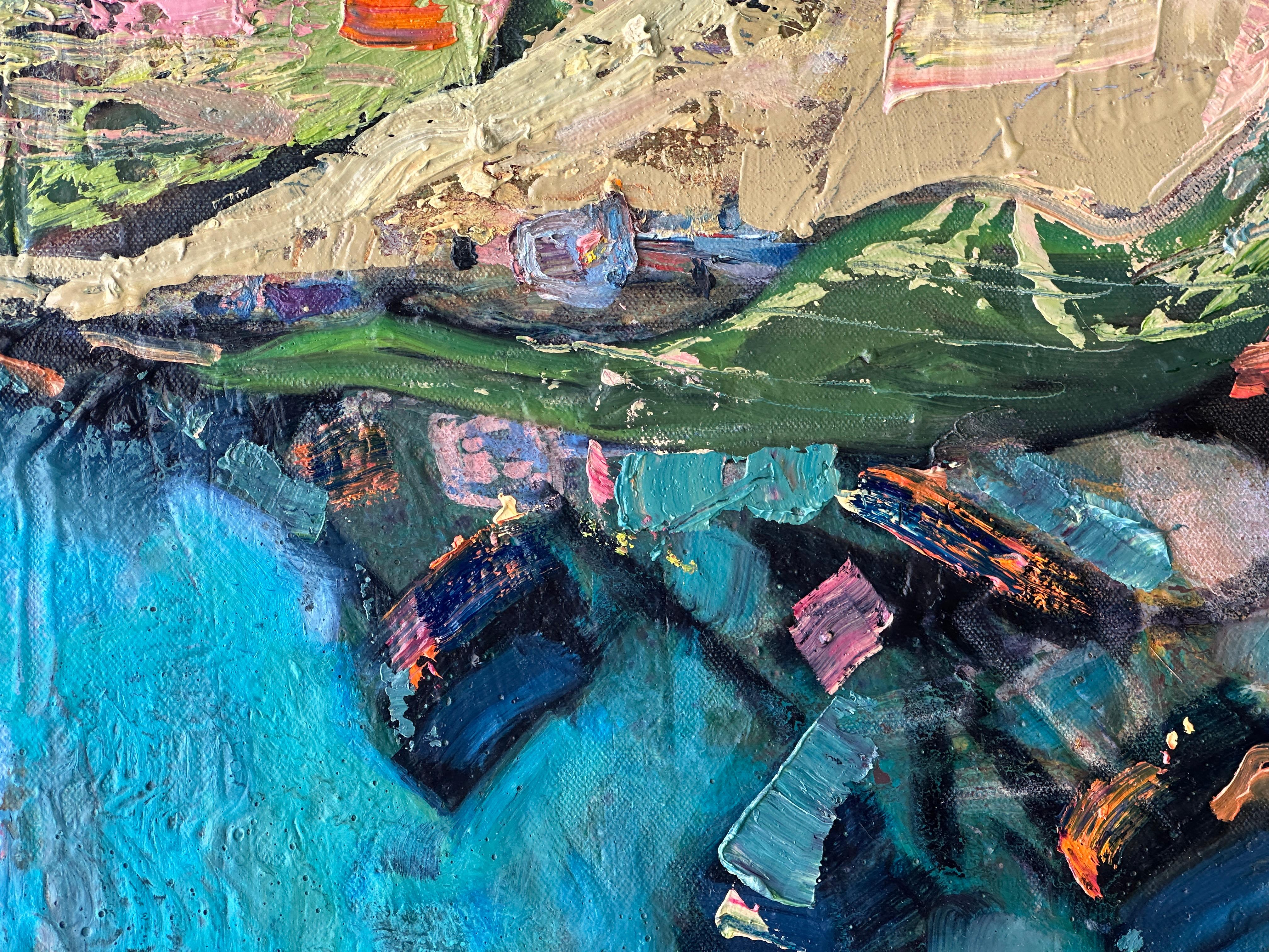 Ciclistas de la Marina, Pintura al óleo - Landscape Painting Gris de James Hartman