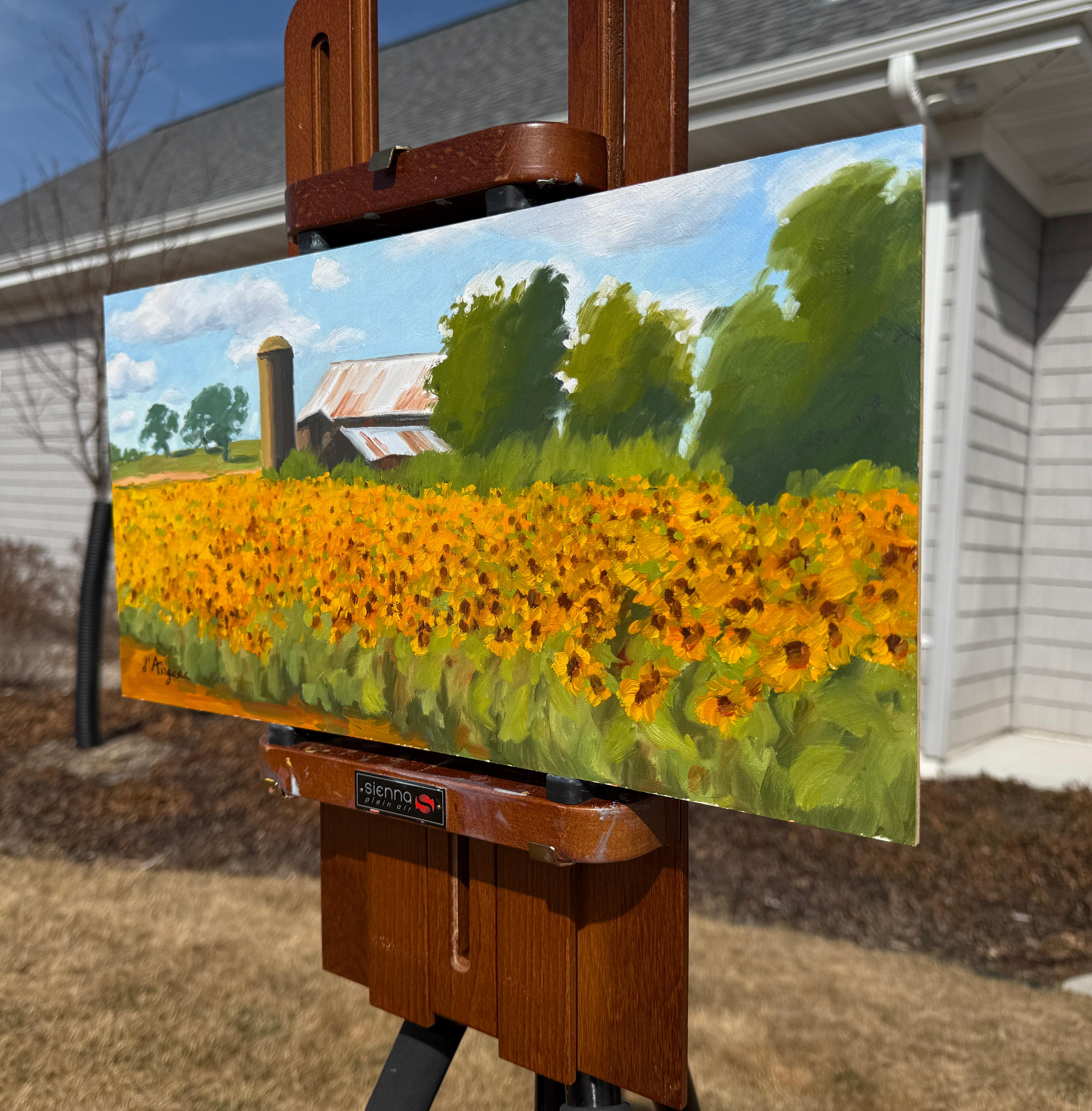 Campo di girasoli, Pittura a olio - Painting di Karen d’Angeac Mihm