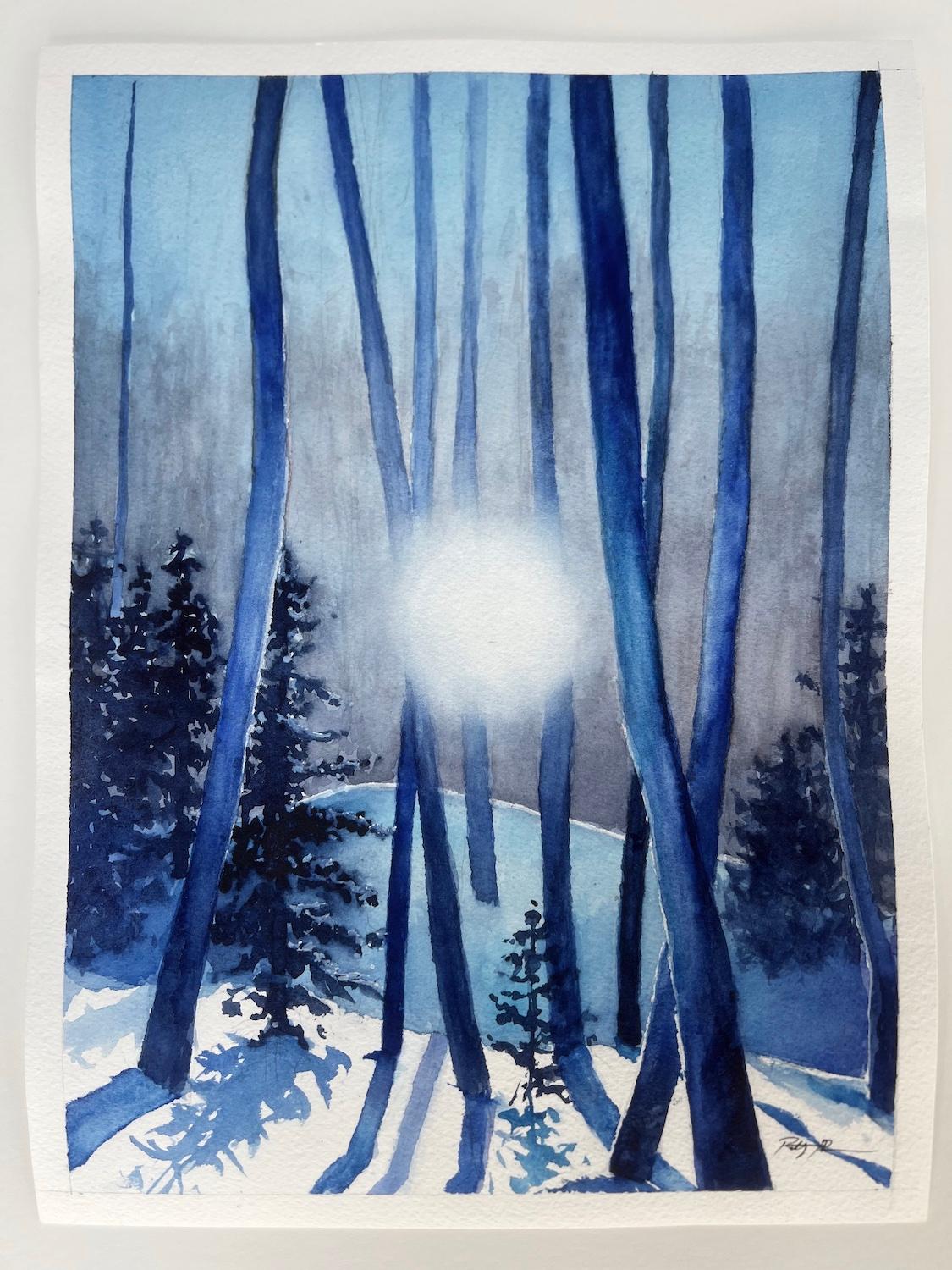 Winter Blues, Original Painting - Impressionist Art by Patty Phan