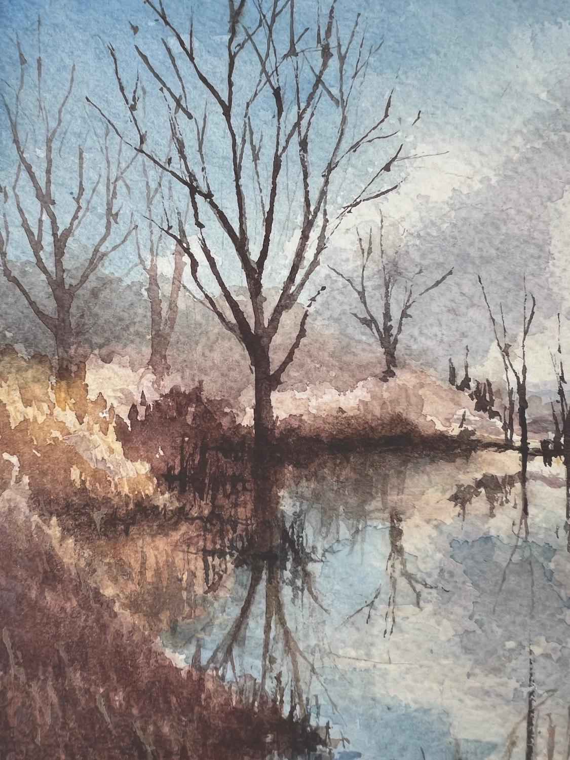 Coot Lake in the Fall, Original Painting For Sale 1