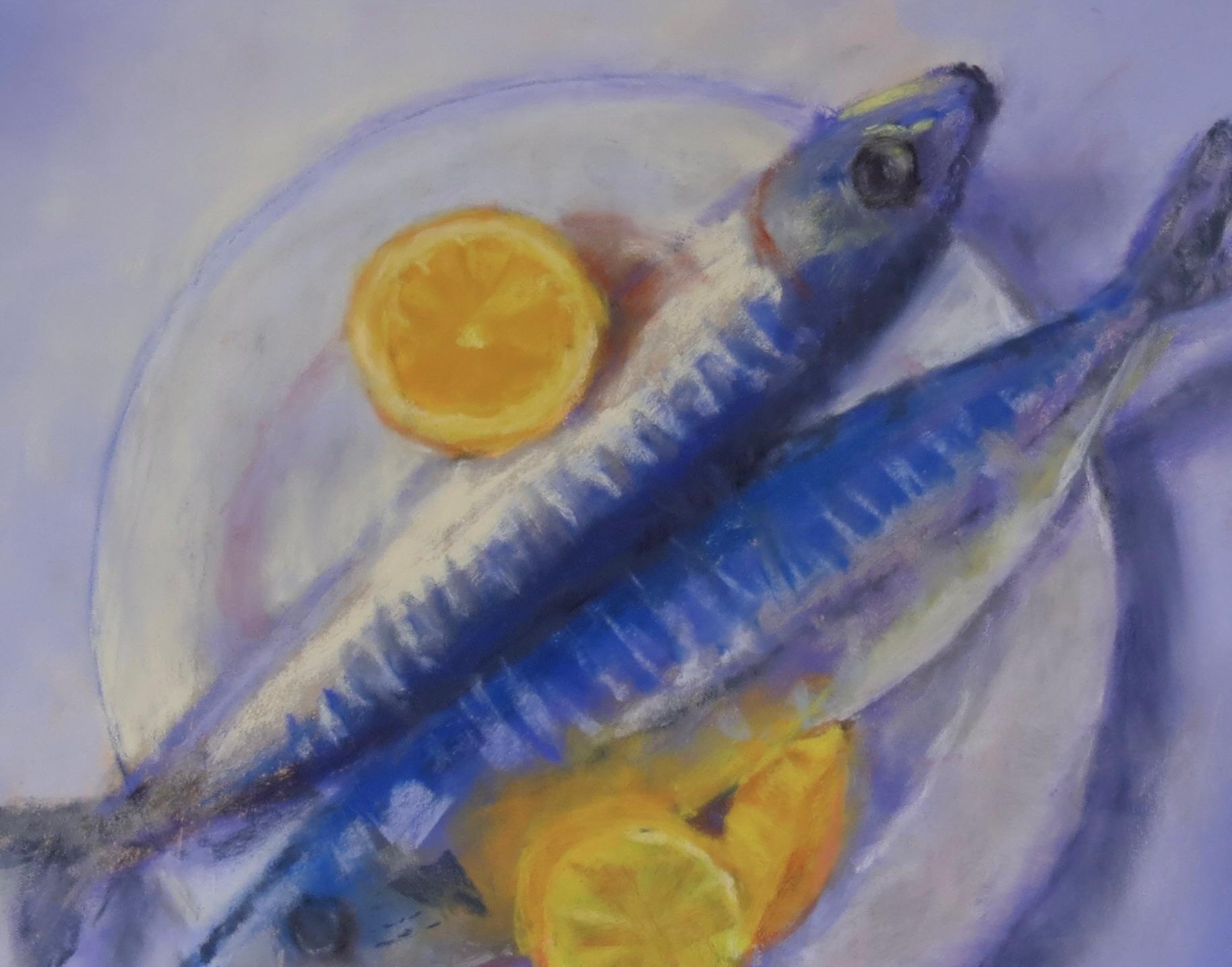 La cattura del giorno, dipinto originale - Still-Life Grigio di Joanie Ford