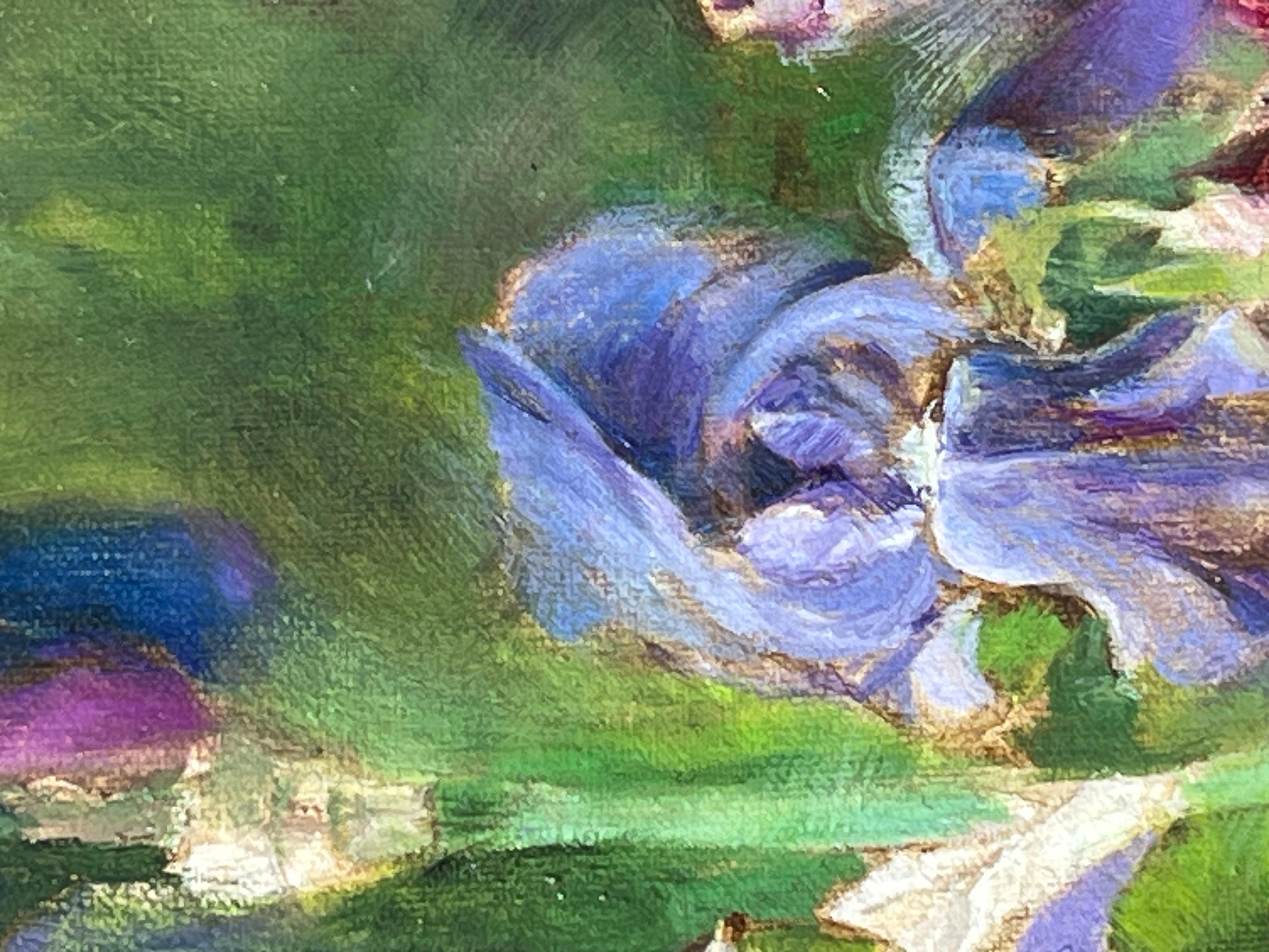 Irises violettes, peinture à l'huile en vente 1