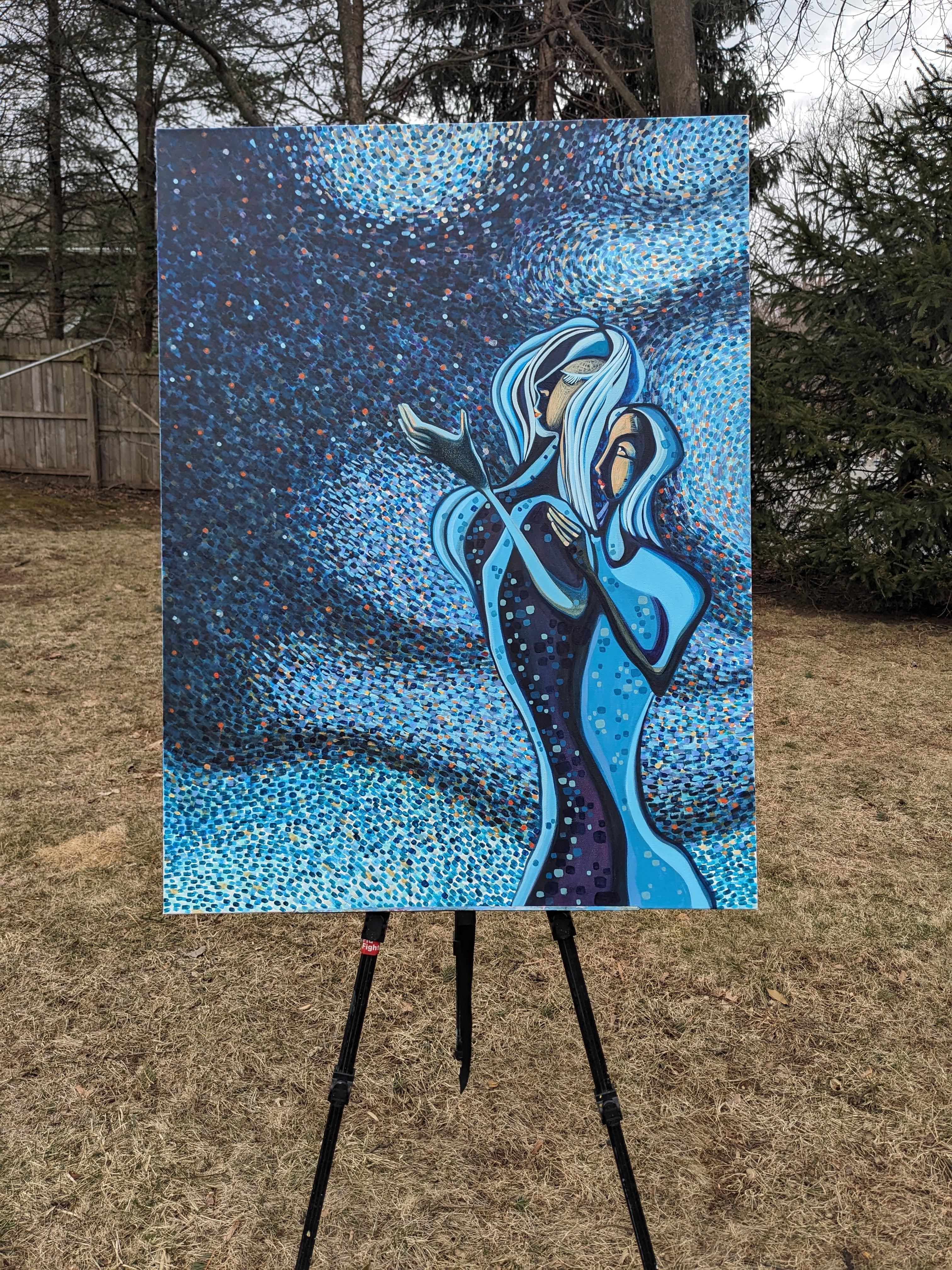 Bajo el cielo azul, pintura original - Painting Expresionista de Diana Elena Chelaru
