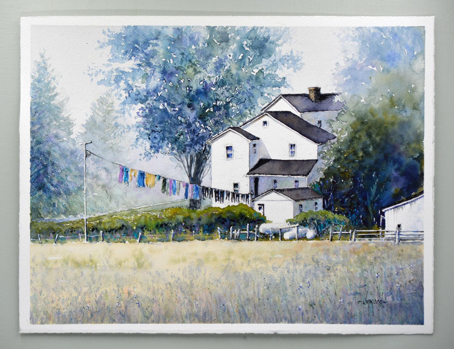 Lavandería matinal, Pintura original - Art Impresionista de Judy Mudd