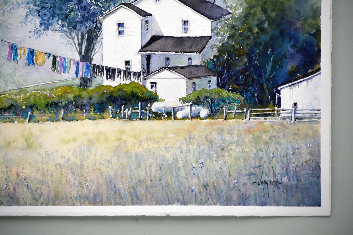 Lavandería matinal, Pintura original - Art de Judy Mudd