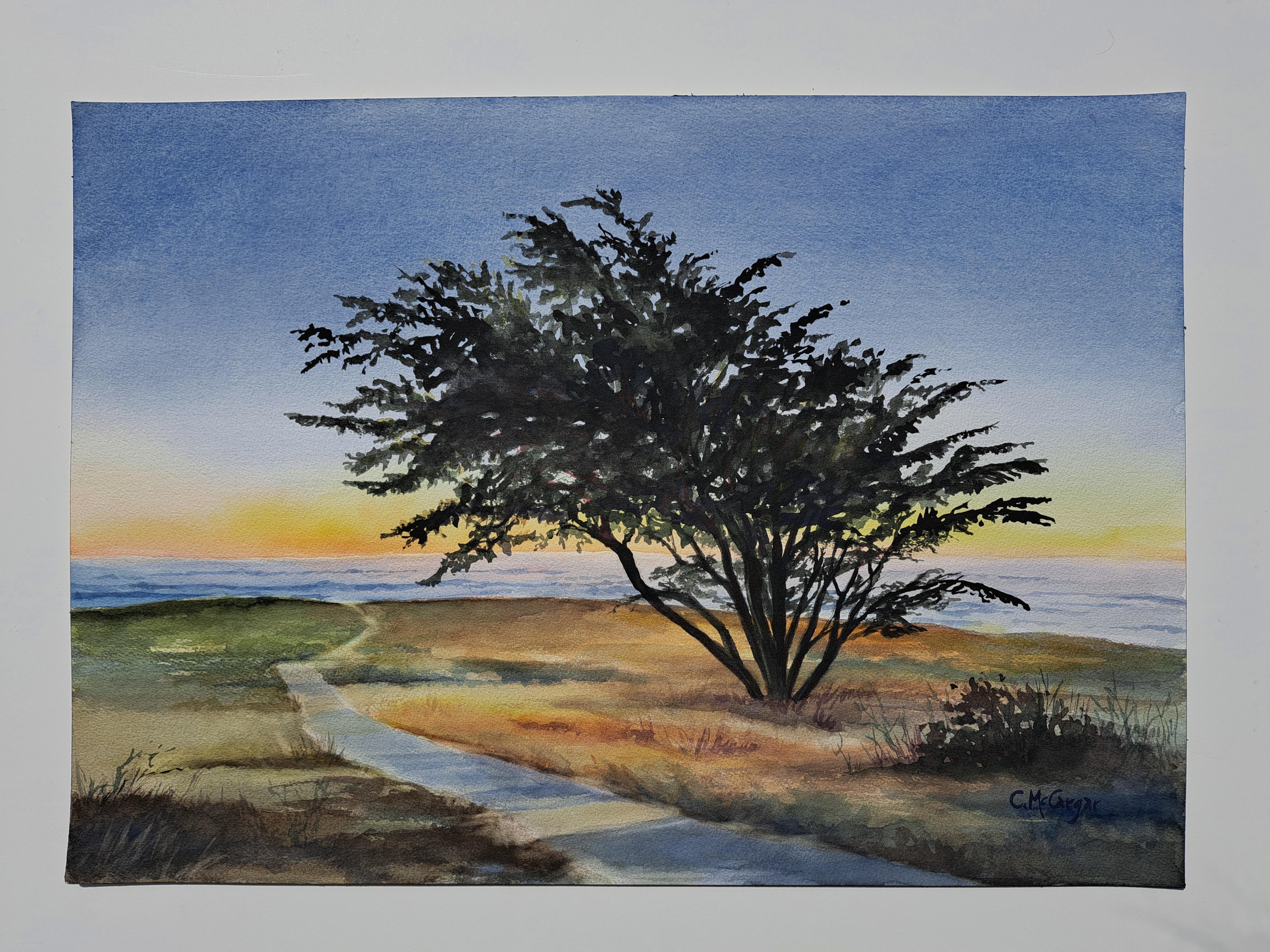 Tramonto estivo sulla costa, dipinto originale - Art Impressionismo di Catherine McCargar