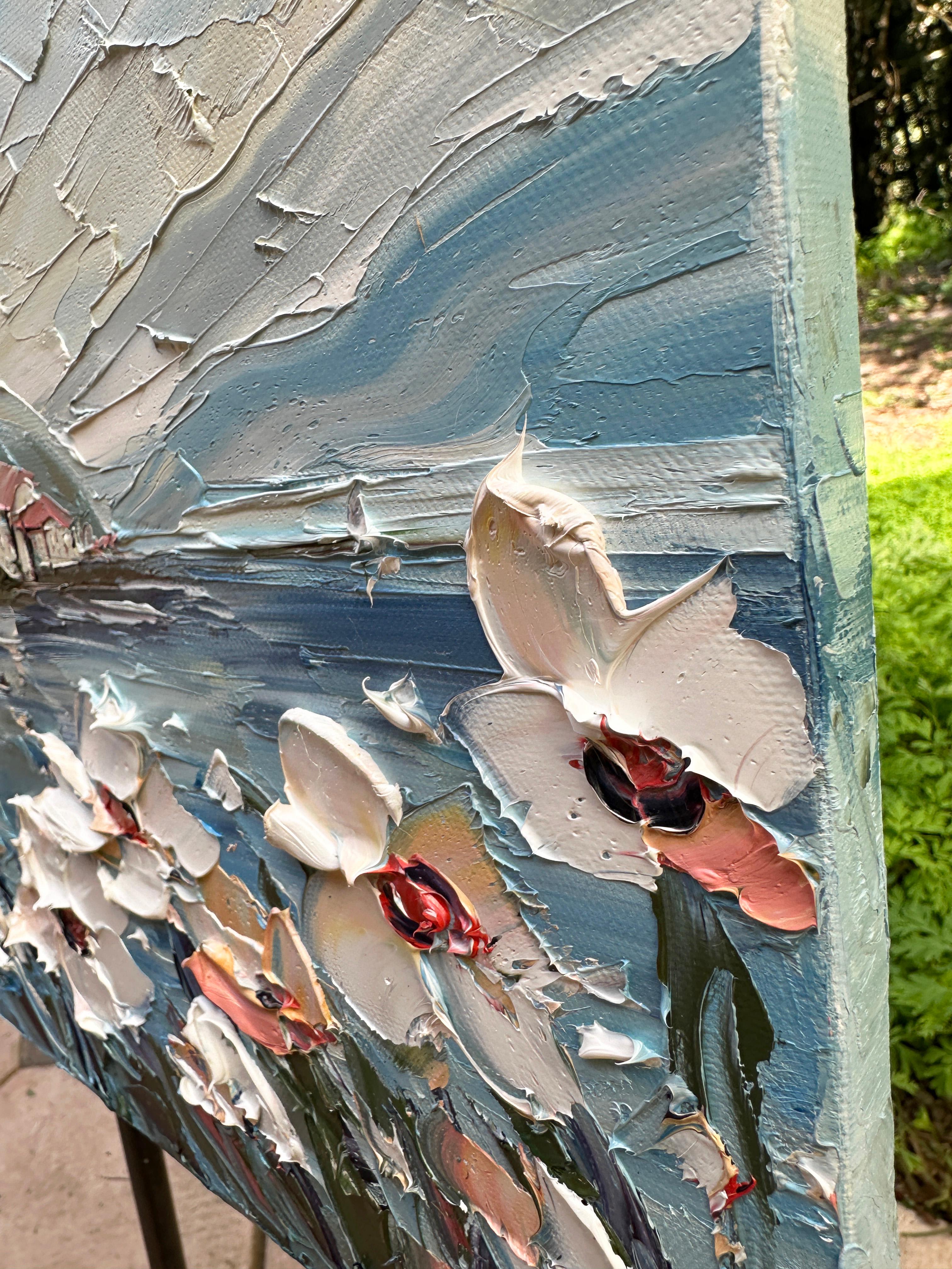 Petals on the Breeze, Oil Painting - Impressionist Art by Lisa Elley