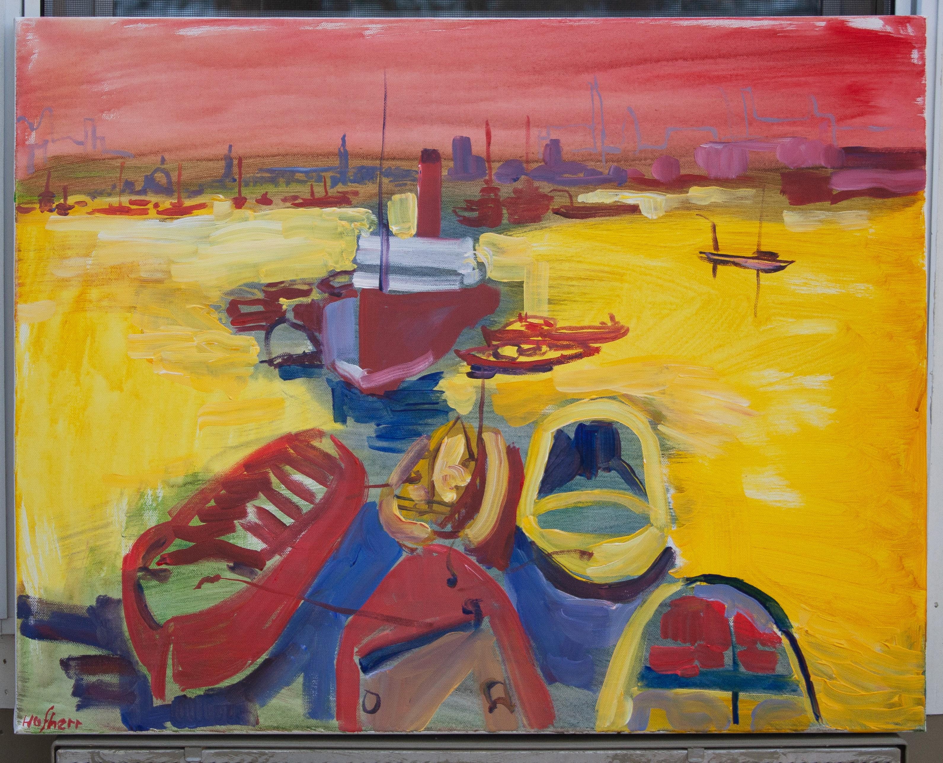 Porto Fauvista, Pittura originale - Painting Espressionista di Robert Hofherr
