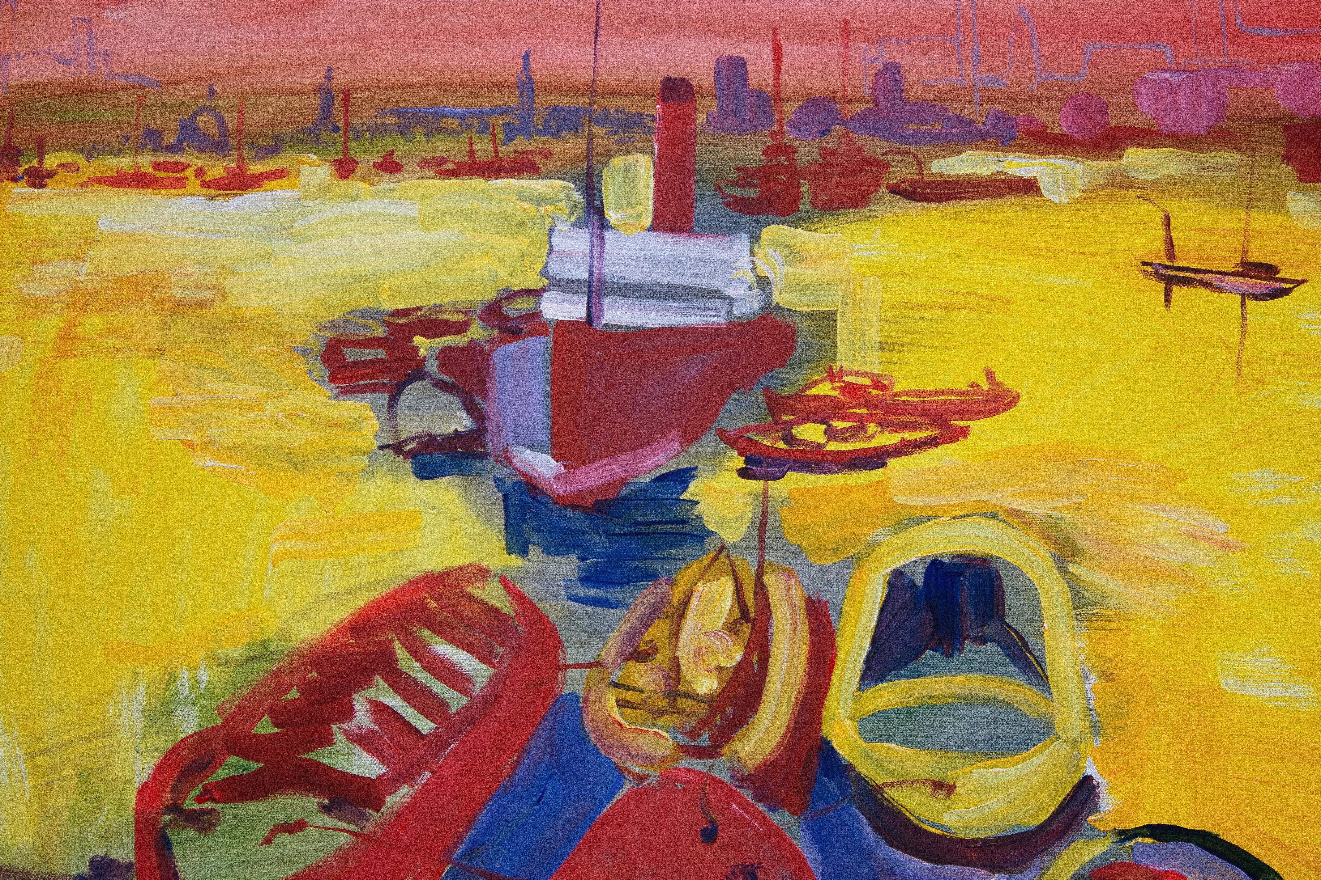 Porto Fauvista, Pittura originale - Landscape Painting Marrone di Robert Hofherr