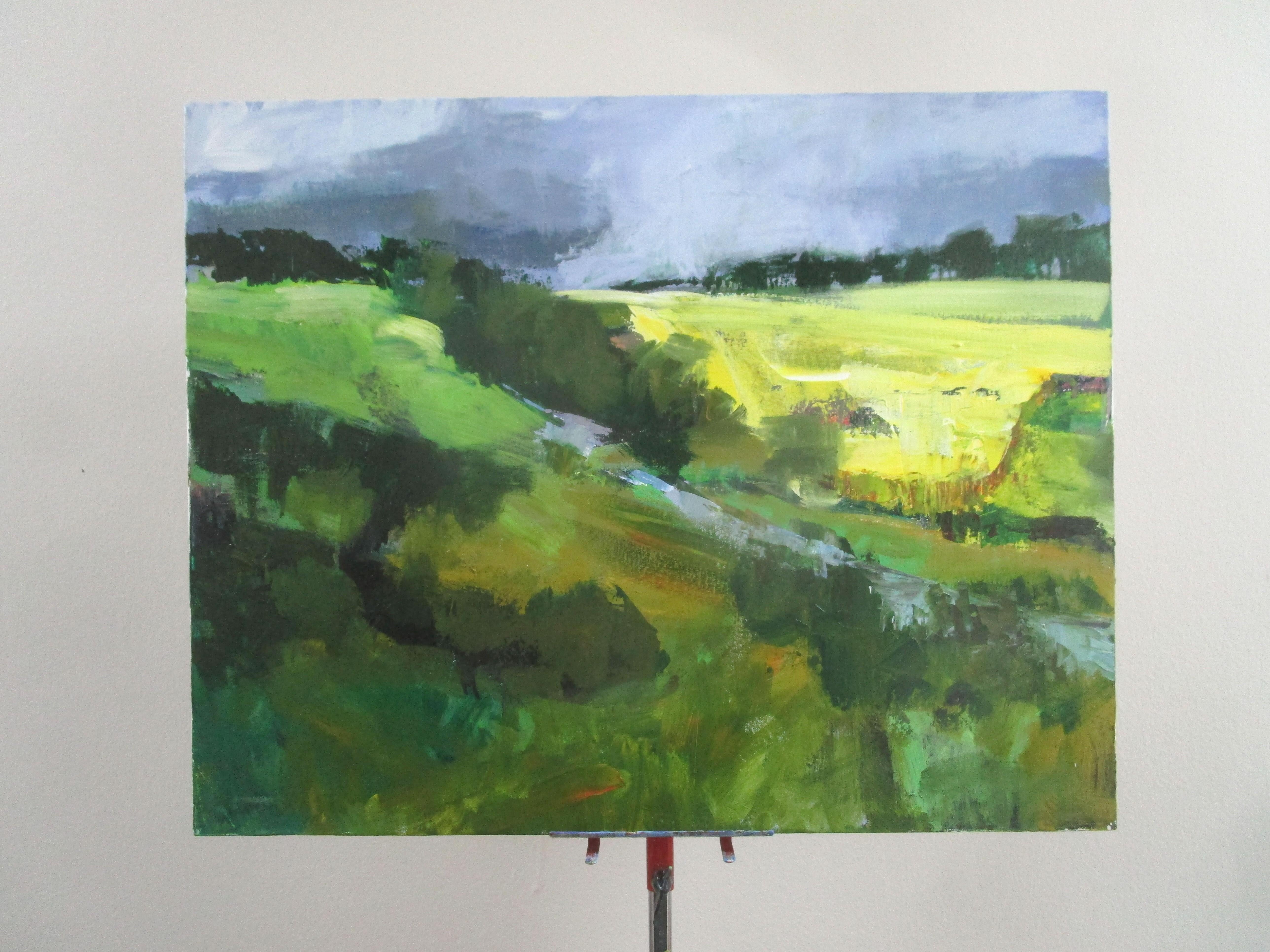 Cielo nuvoloso, Cotswolds, Pittura originale - Painting Impressionismo di Janet Dyer