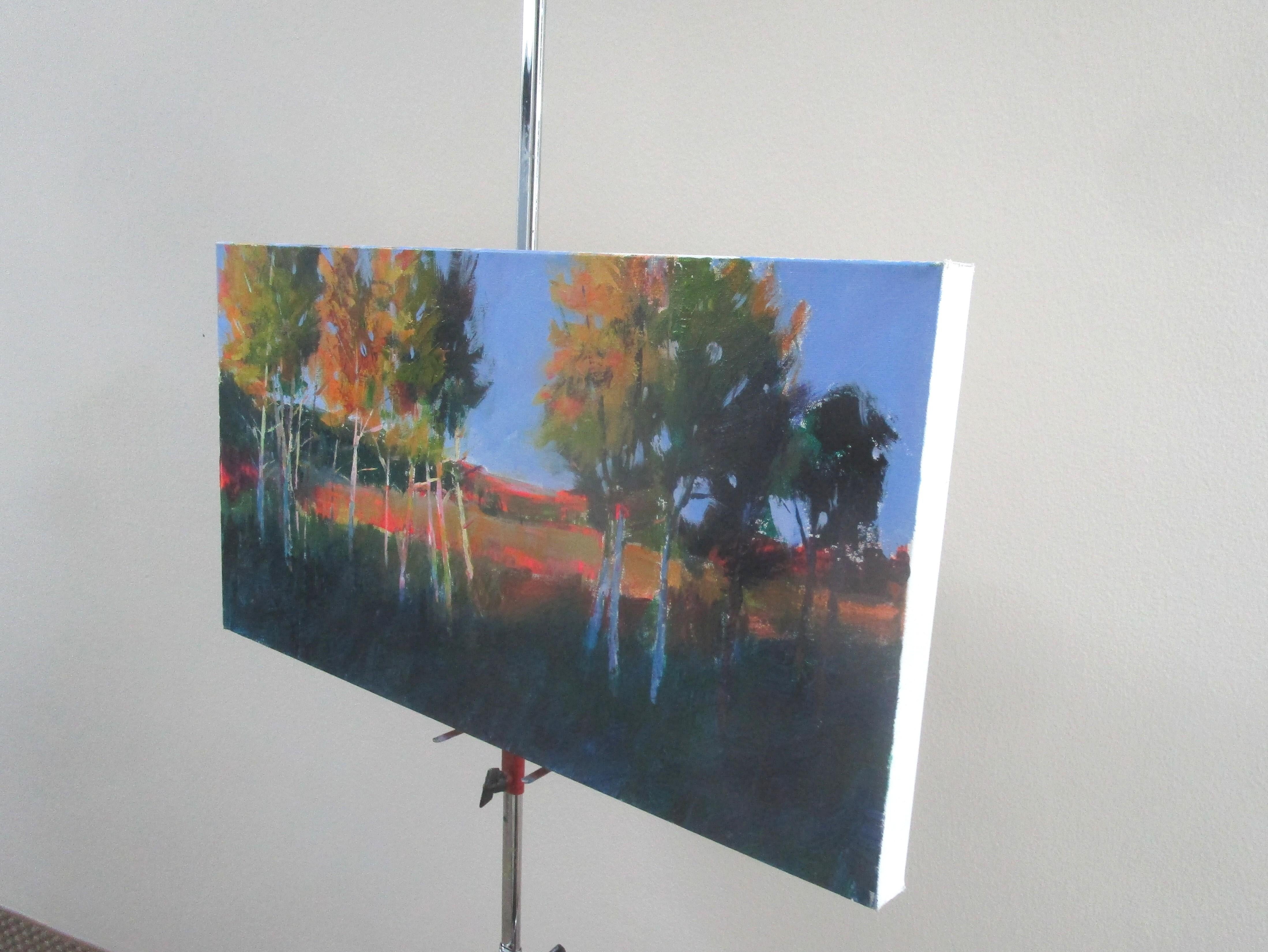 Coucher de soleil dans le parc d'État, peinture originale - Painting de Janet Dyer