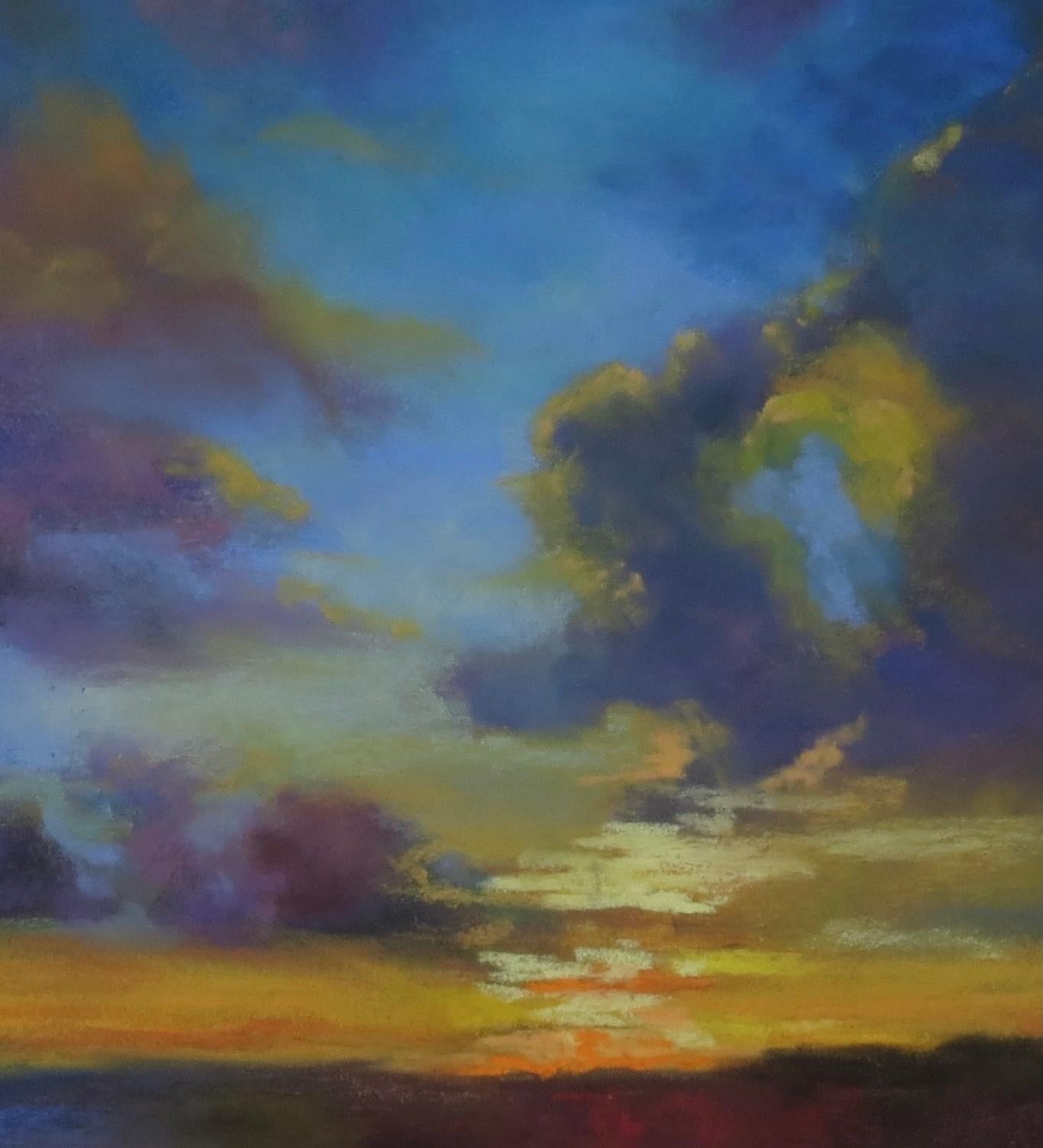 Velo del crepuscolo, dipinto originale - Landscape Art Nero di Joanie Ford