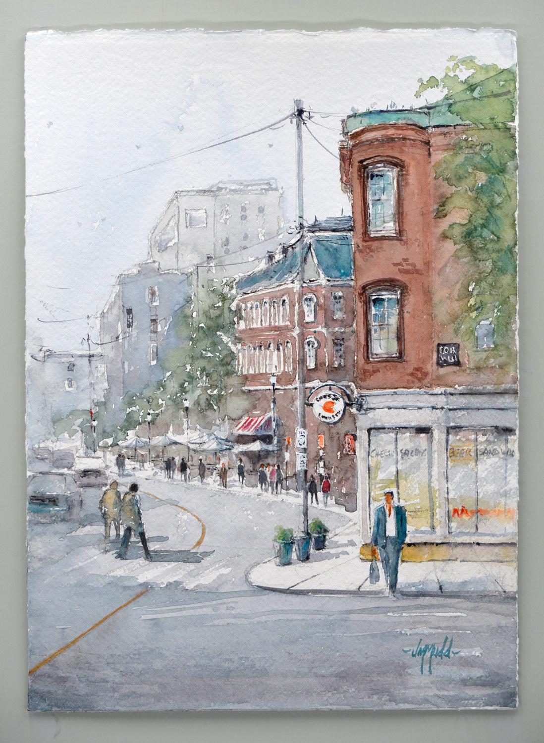 <p>Commenti dell'artista<br>Questo acquerello cattura il fascino e la vitalità dello storico quartiere Old Port di Portland. La vita della cittÃ ronza con un equilibrio di energia e tranquillitÃ : gli edifici si allontanano in lontananza, attirando