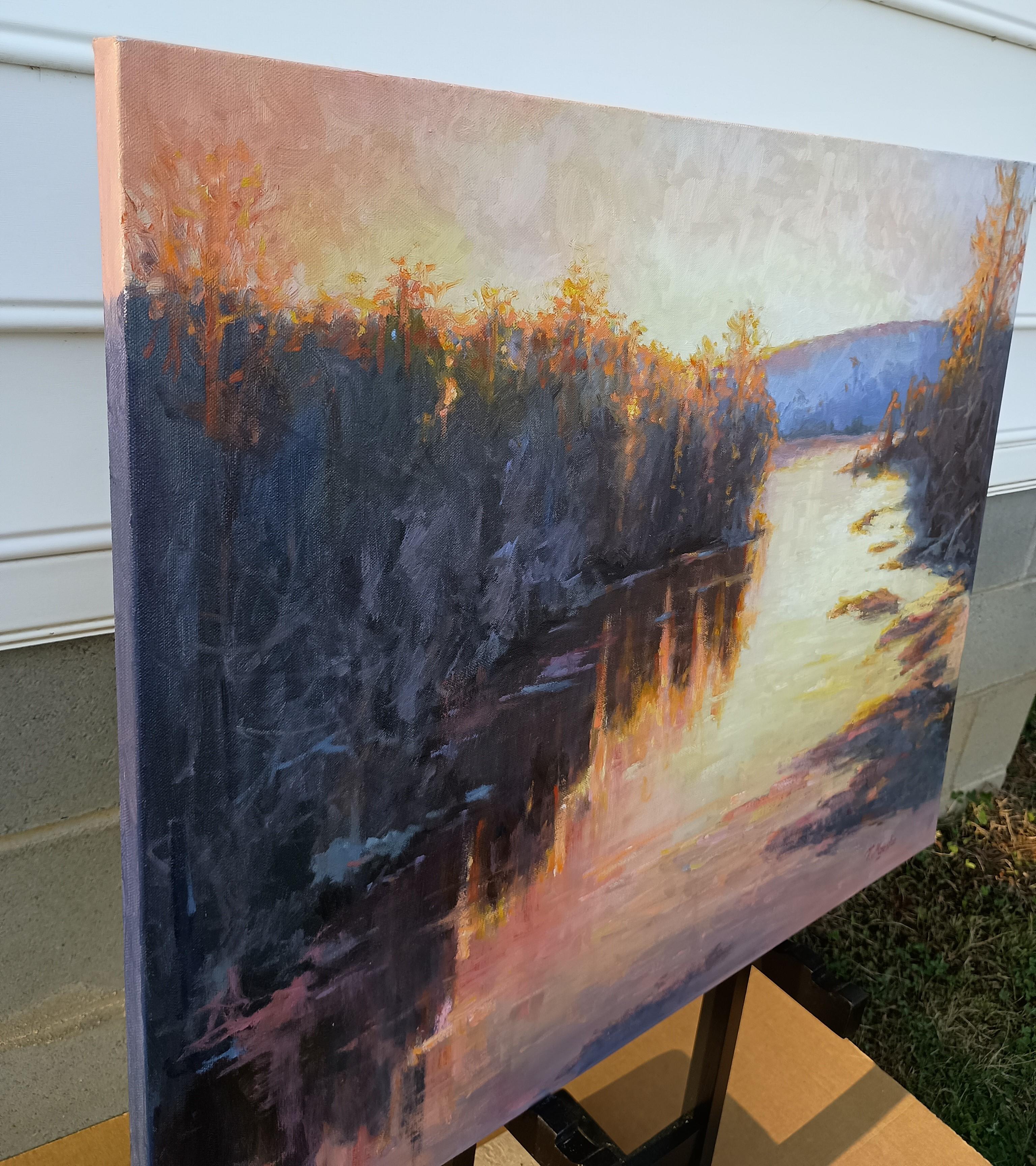 Tramonto magico, pittura a olio - Painting di Viktoria Majestic