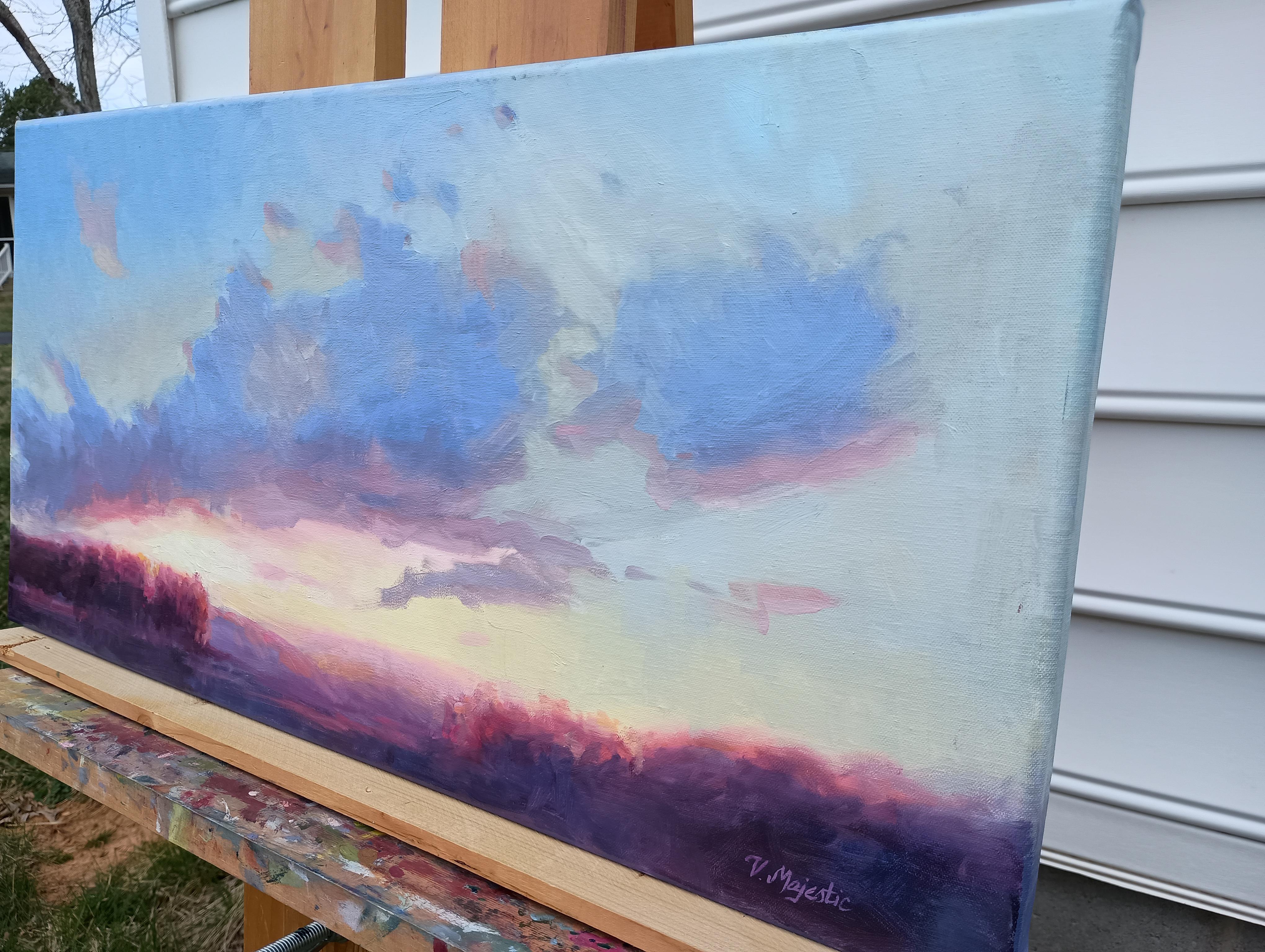Tramonto infuocato, pittura a olio - Art Impressionismo di Viktoria Majestic