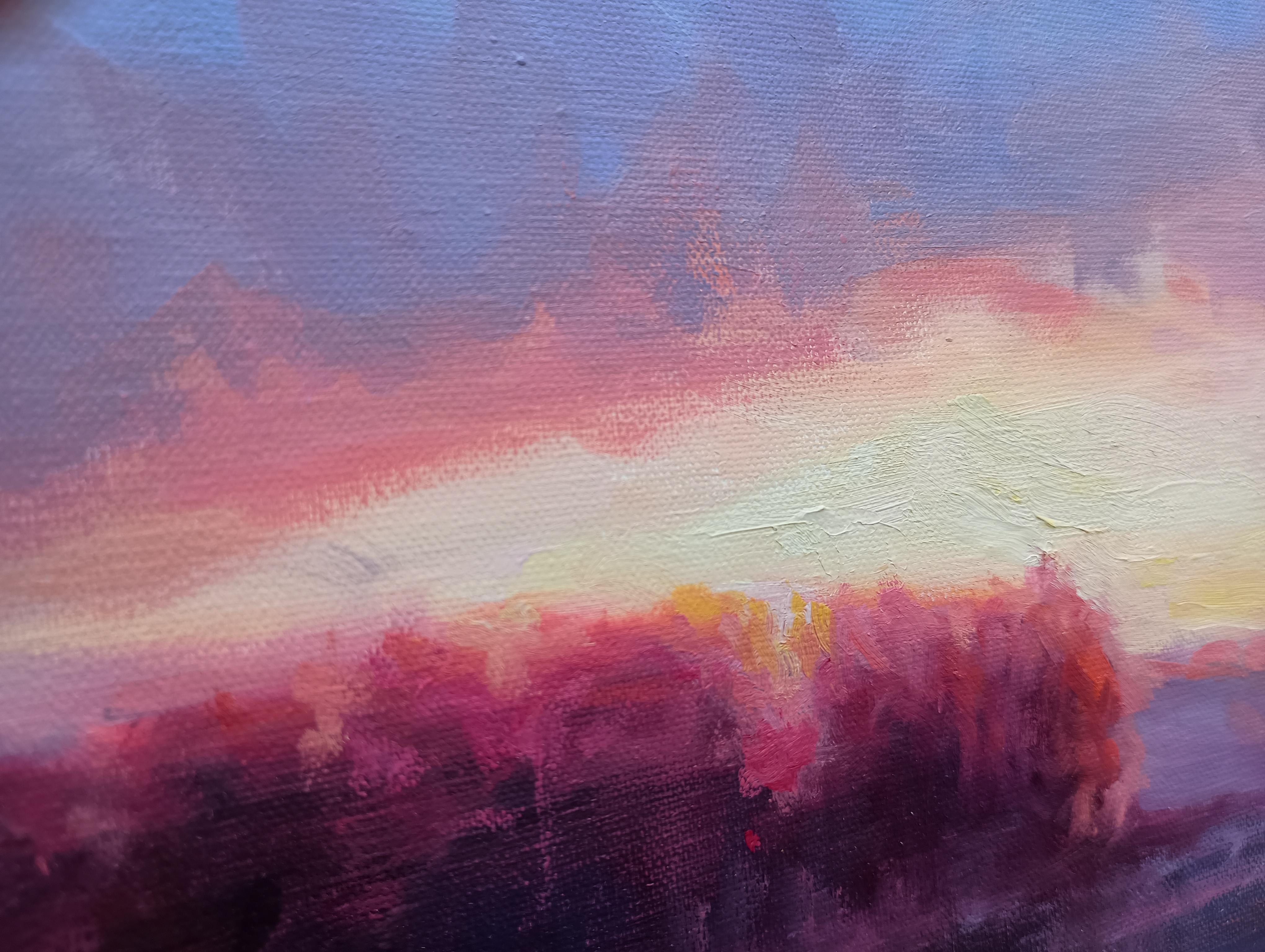 Tramonto infuocato, pittura a olio in vendita 1