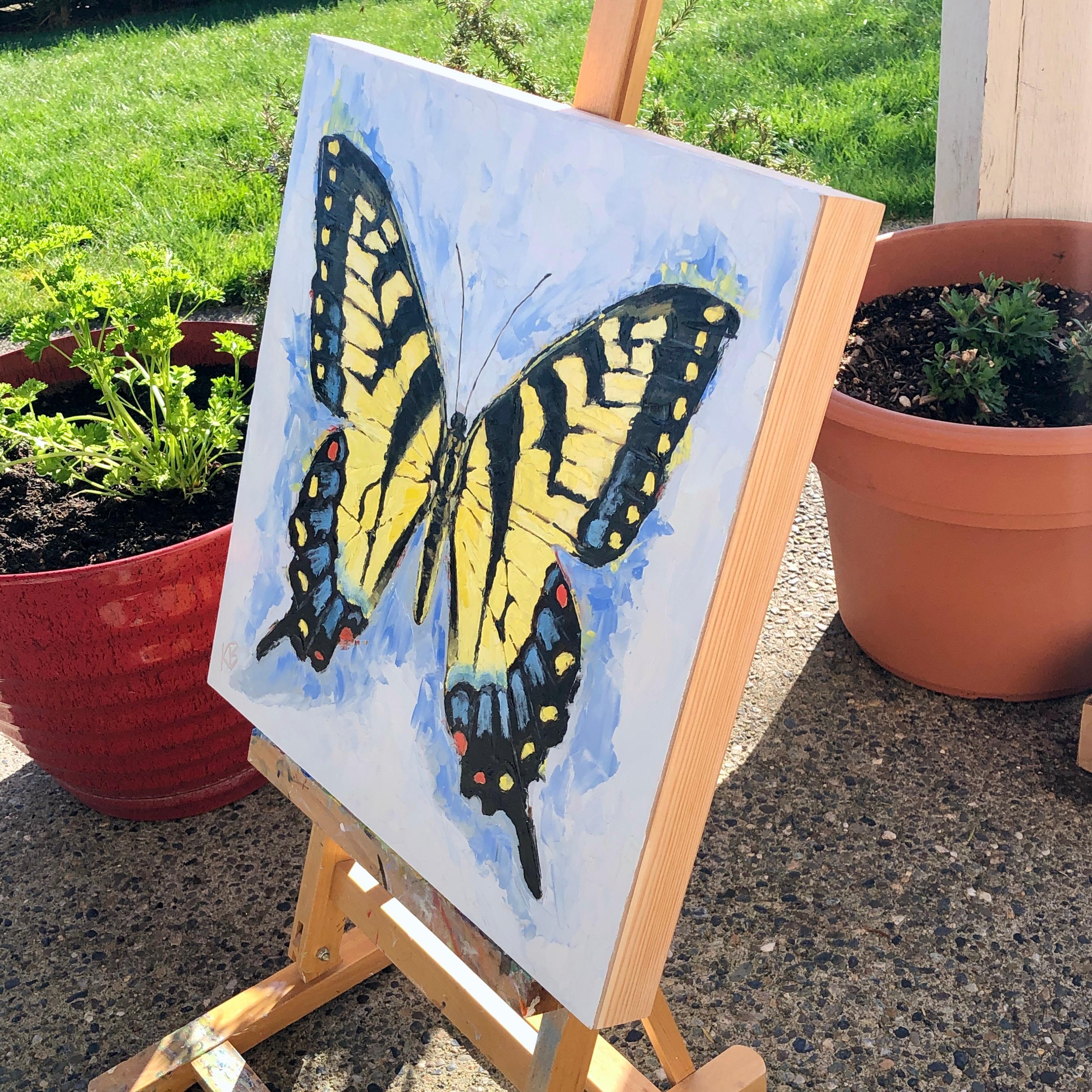 Swallowtail, Oil Painting - Gray Animal Painting by Karen Barton