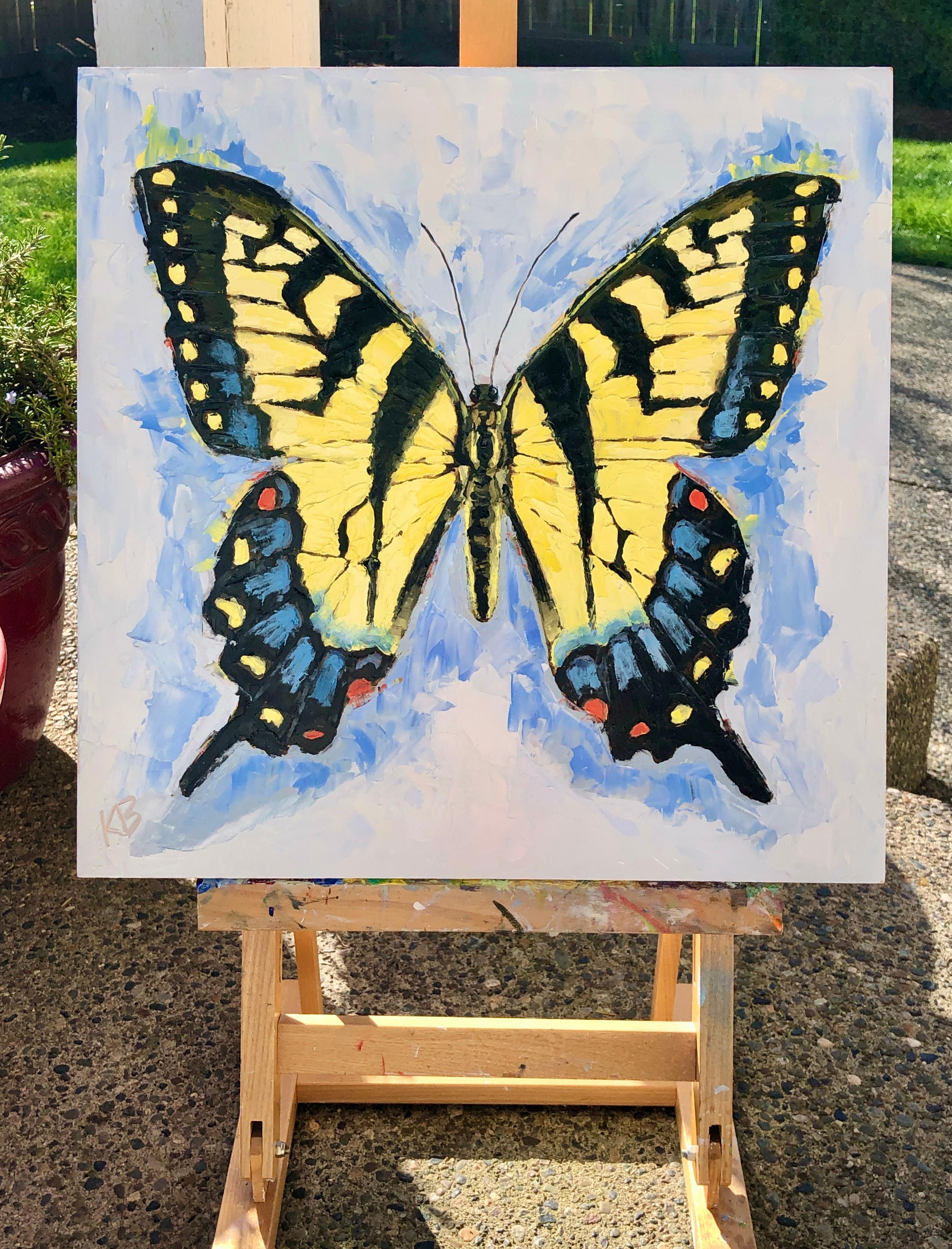 <p>Artist Comments<br />With its signature yellow wings edged in black and touched with hints of coral and sky blue, a swallowtail butterfly appears suspended mid-air. Its symmetry and elegance are gracefully rendered. Artist Karen Barton turns a