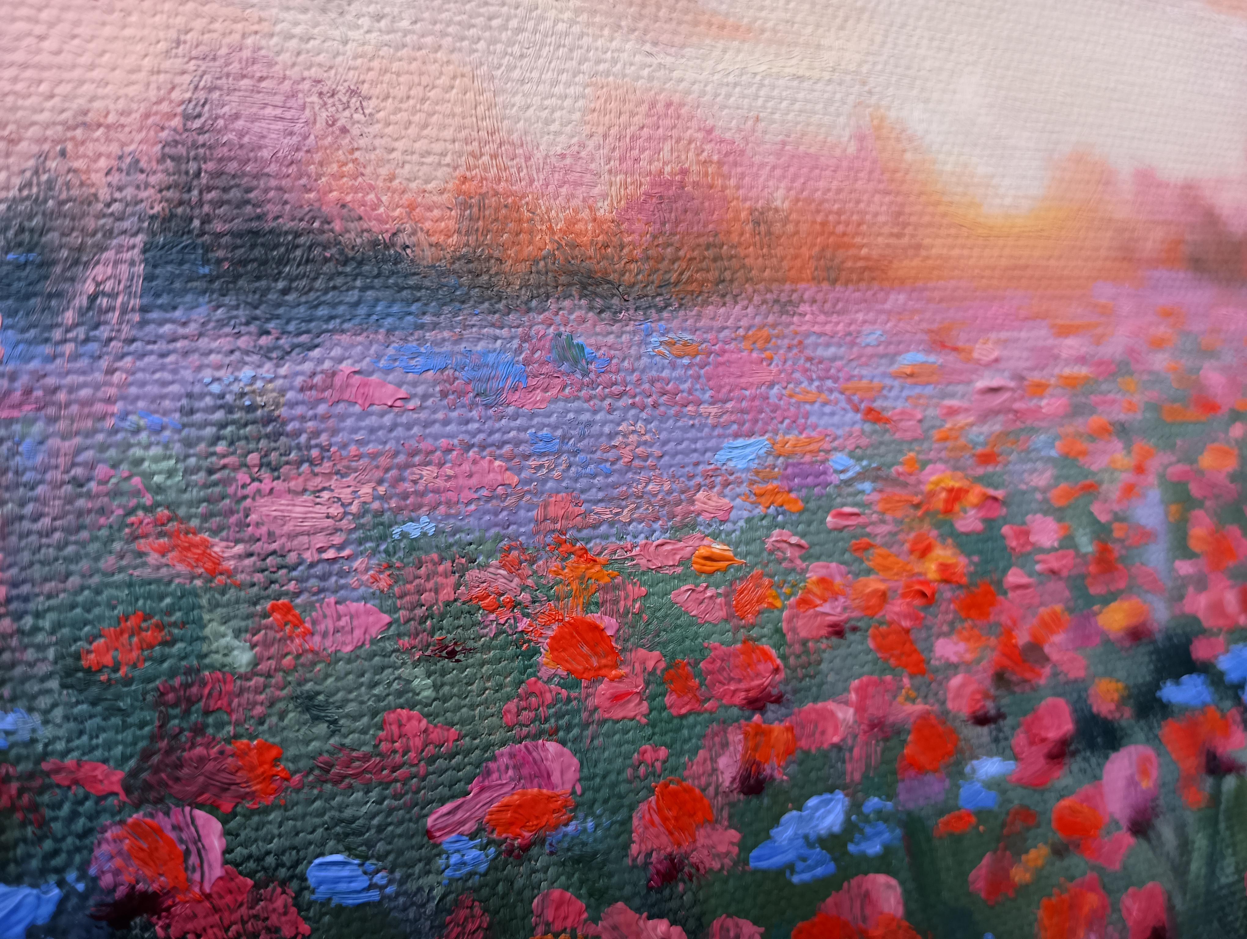 Joyful Meadow Sunrise, Oil Painting For Sale 1