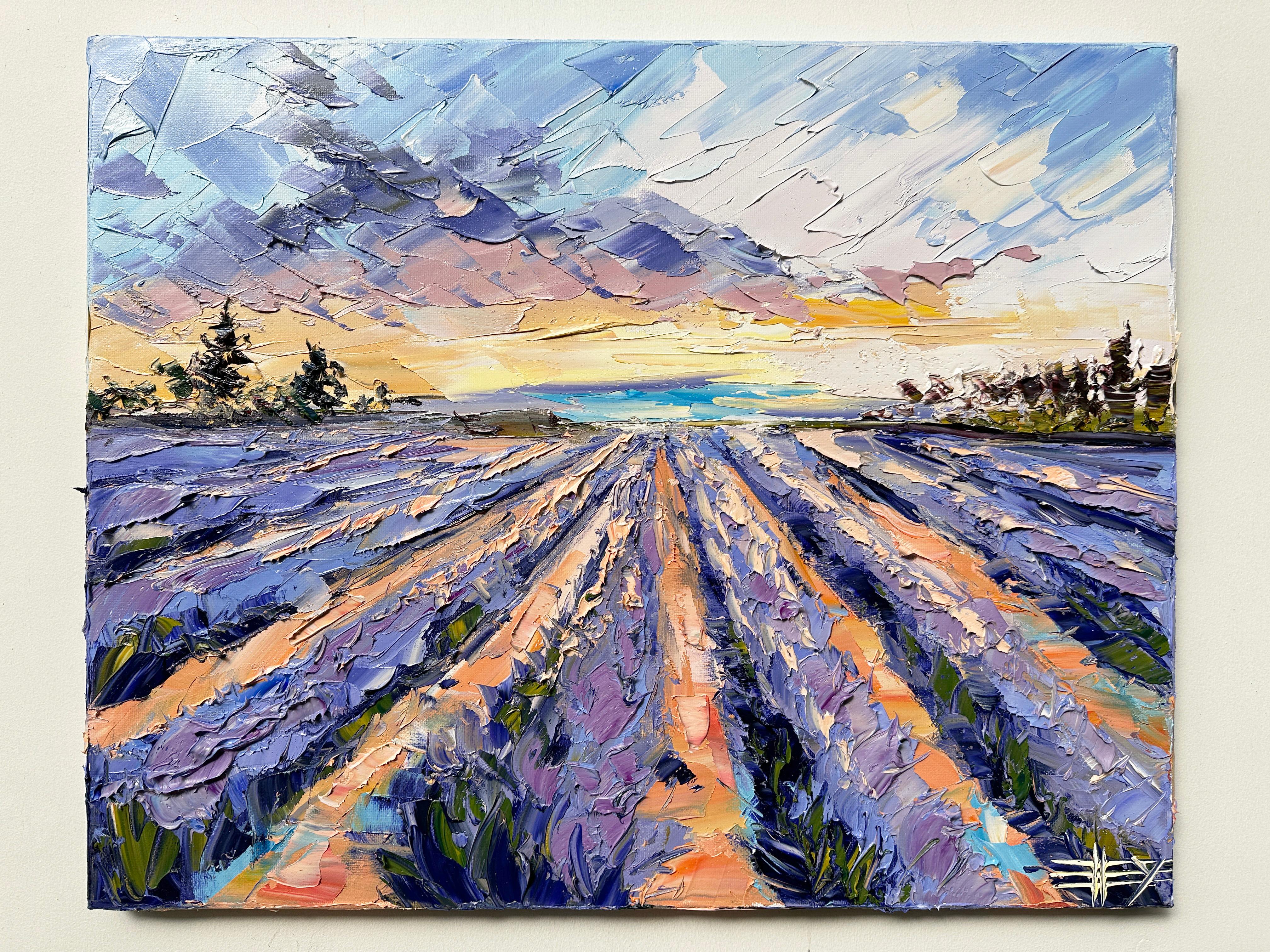 Whispers of Lavender Skies, peinture à l'huile - Impressionnisme Painting par Lisa Elley