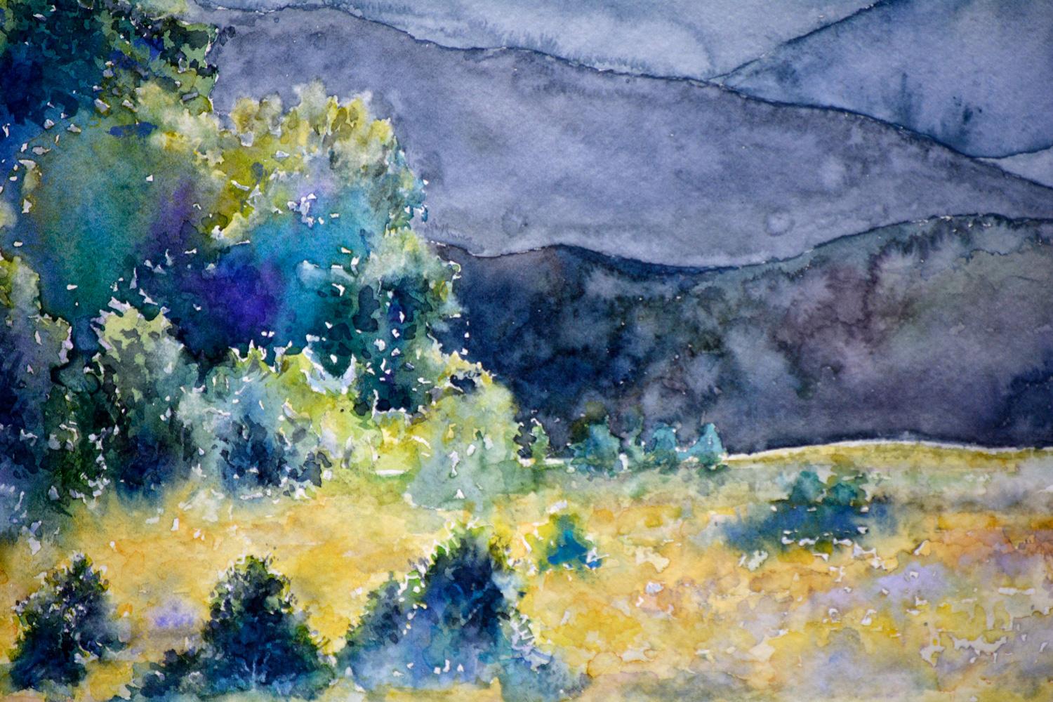Cades Cove, Pintura Original - Landscape Art Gris de Judy Mudd