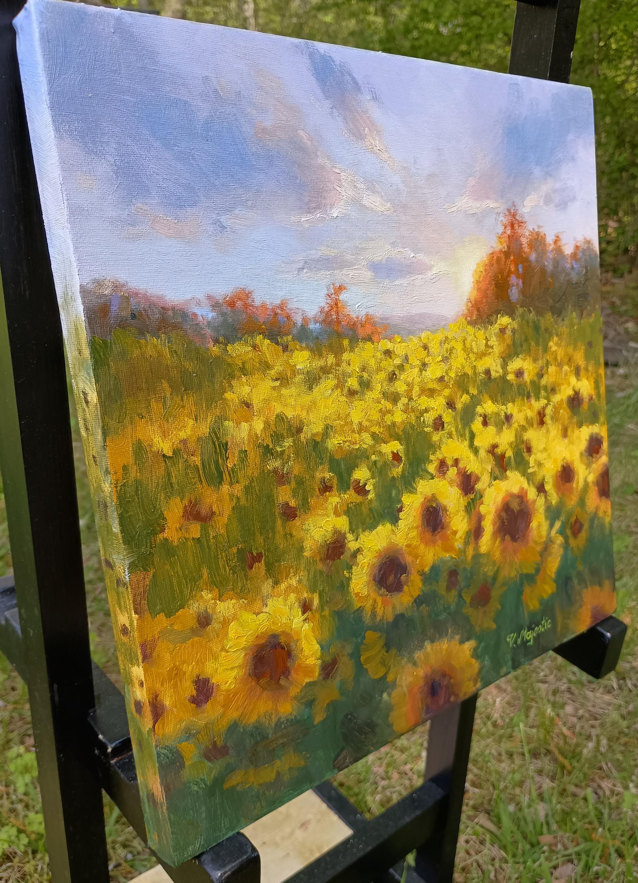 Sunflower Sunset, Oil Painting - Impressionist Art by Viktoria Majestic