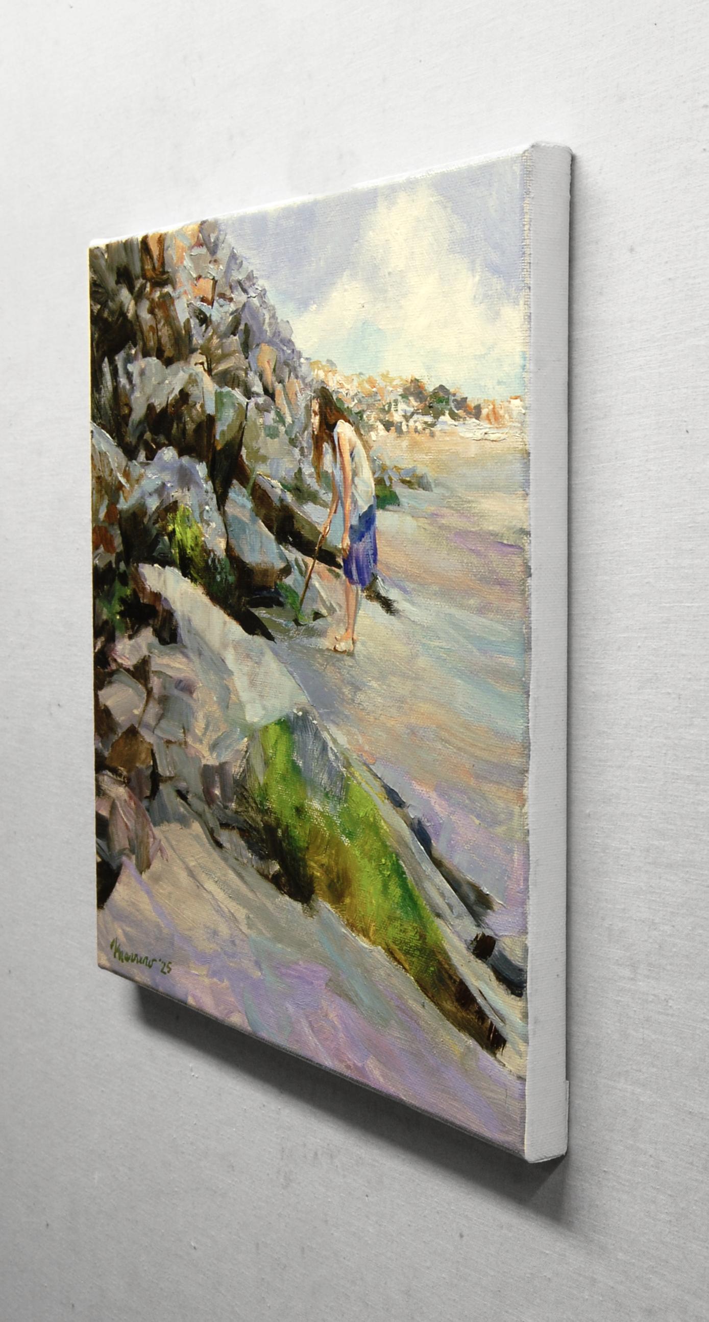 Lungo il muro del mare, pittura a olio - Art Impressionismo di Onelio Marrero