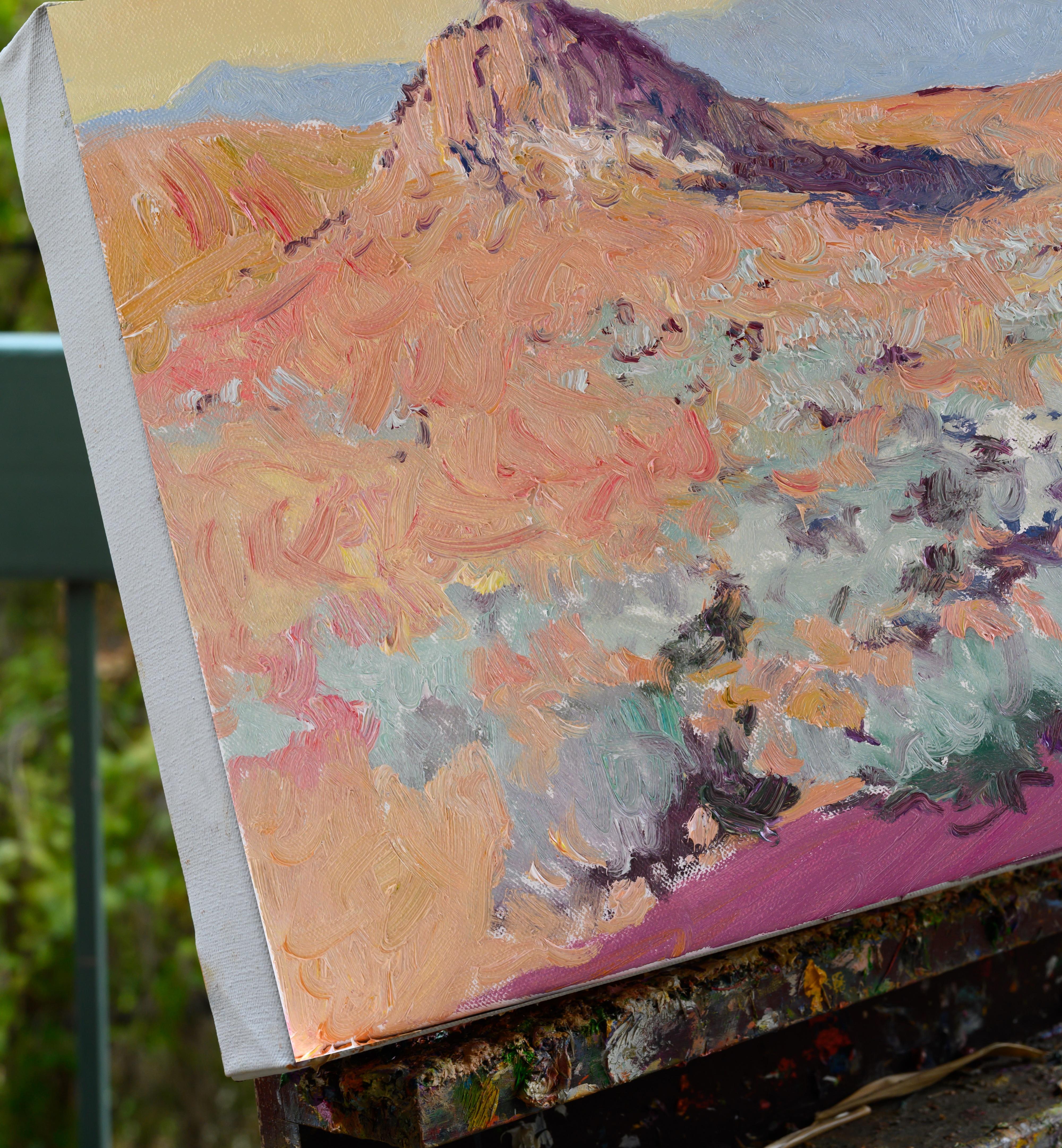 Douce soirée du désert, peinture à l'huile - Marron Landscape Painting par Suren Nersisyan