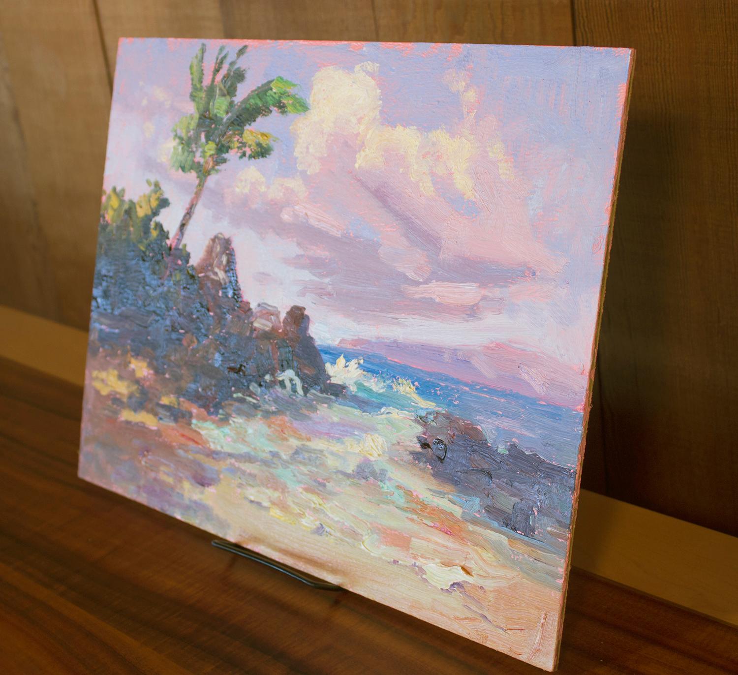 Secret Beach, peinture à l'huile - Impressionnisme Art par Karen E Lewis
