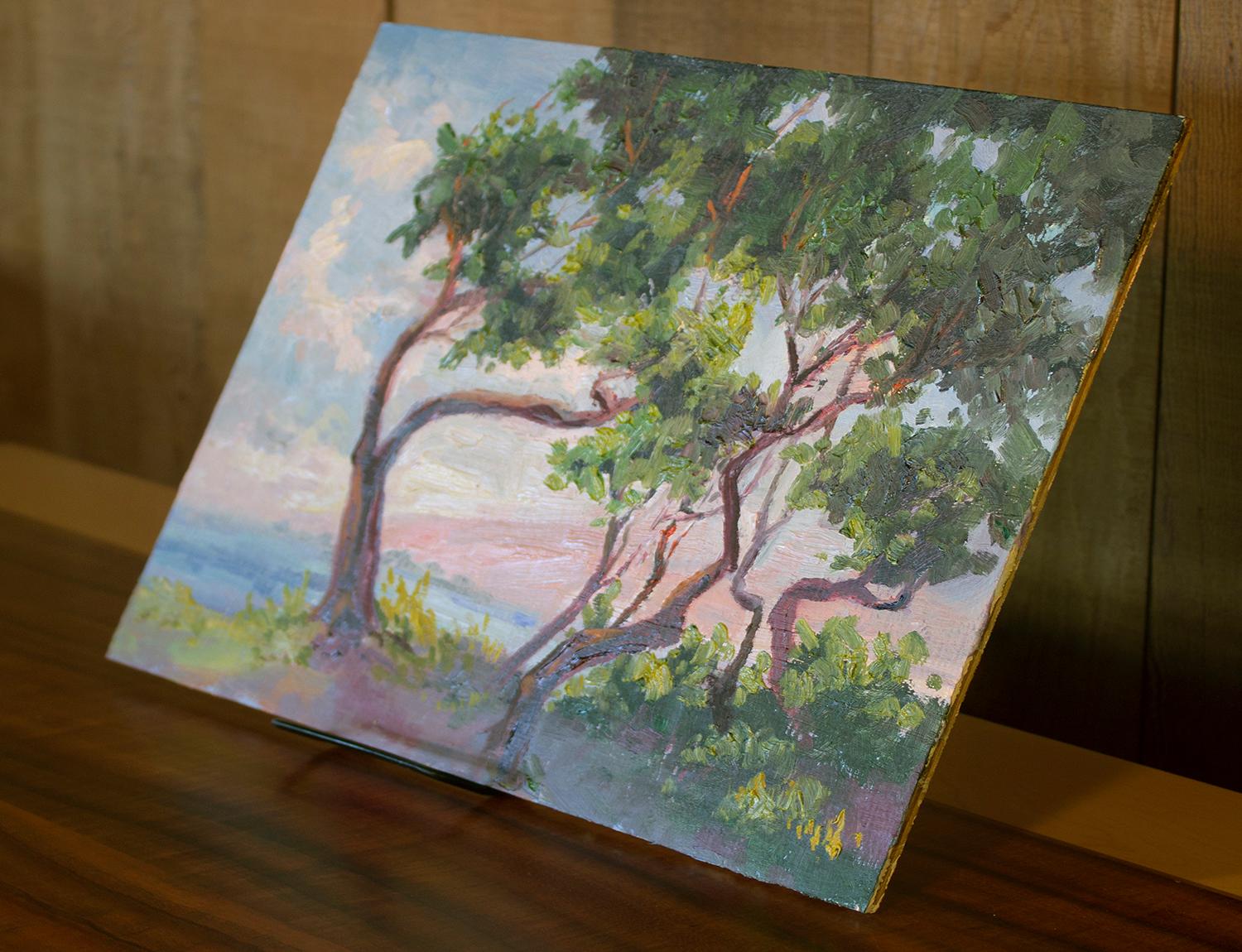 Windows de plage : Windbent, peinture à l'huile - Painting de Karen E Lewis