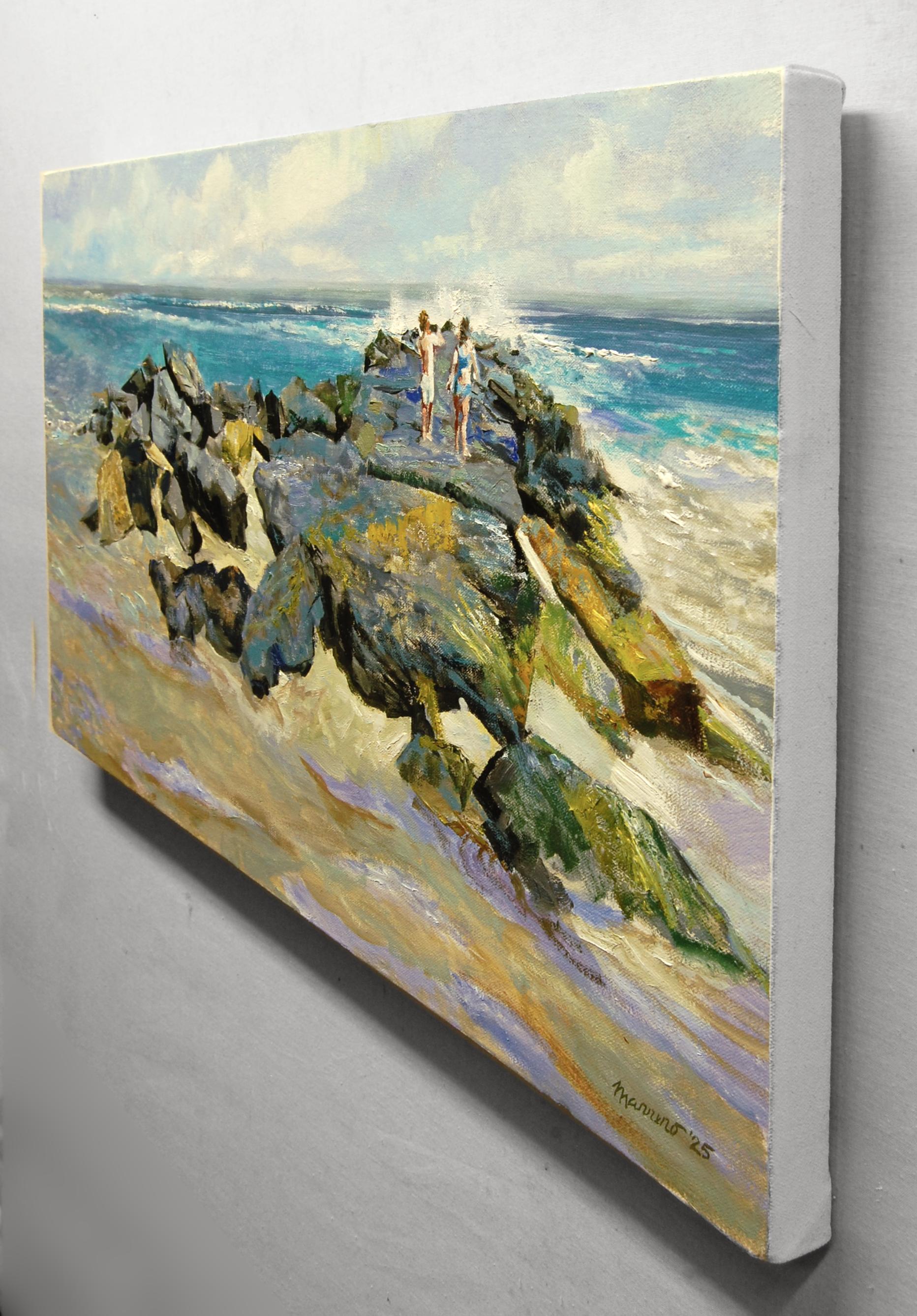Children on a Jetty, peinture à l'huile - Painting de Onelio Marrero