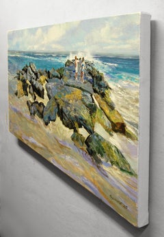 Children on a Jetty, Oil Painting