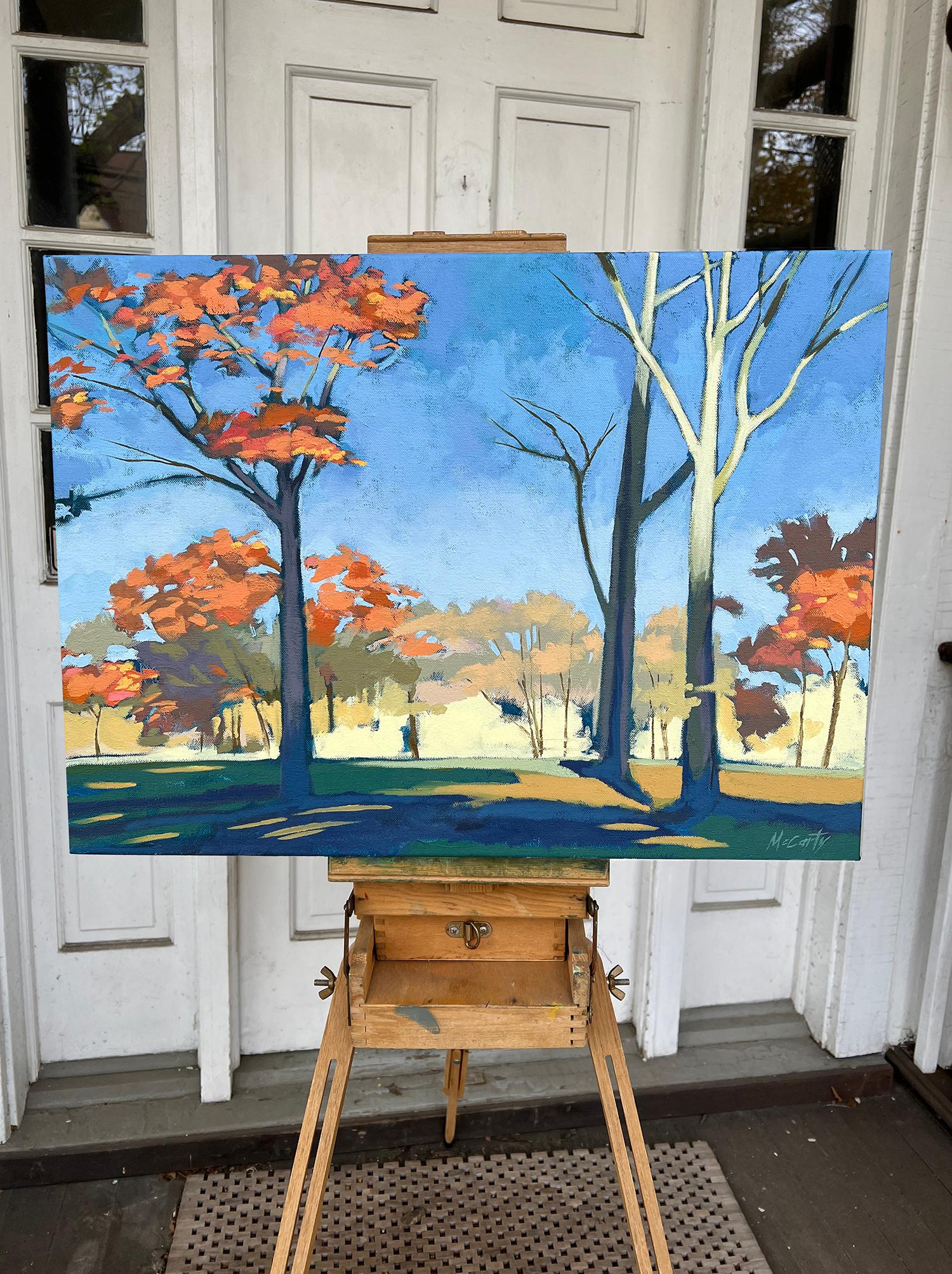 Dans le parc, peinture à l'huile - Impressionnisme Painting par Brian McCarty