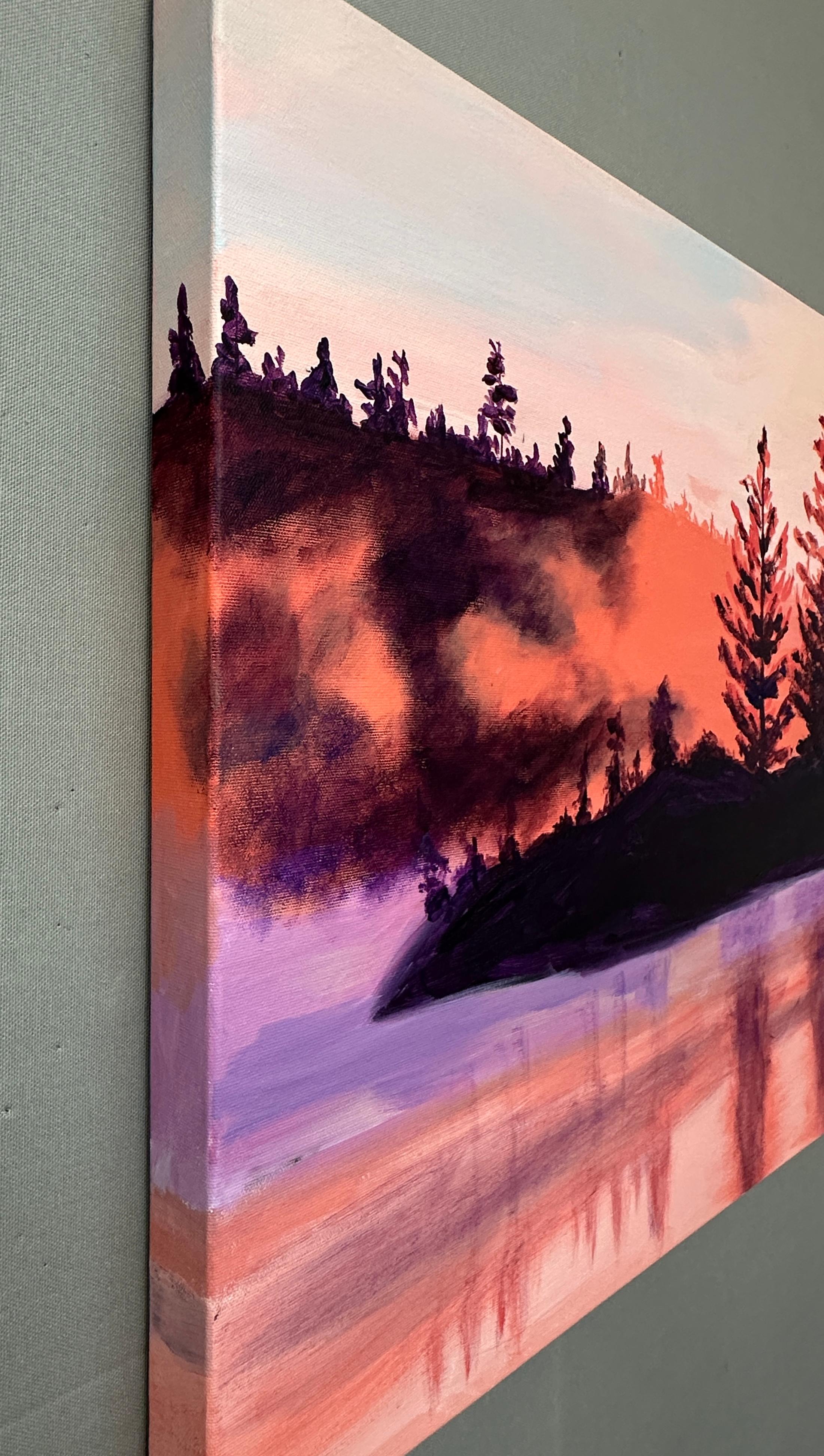 Misty Morning at the Lake, Original Painting - Impressionist Art by JoAnn Golenia