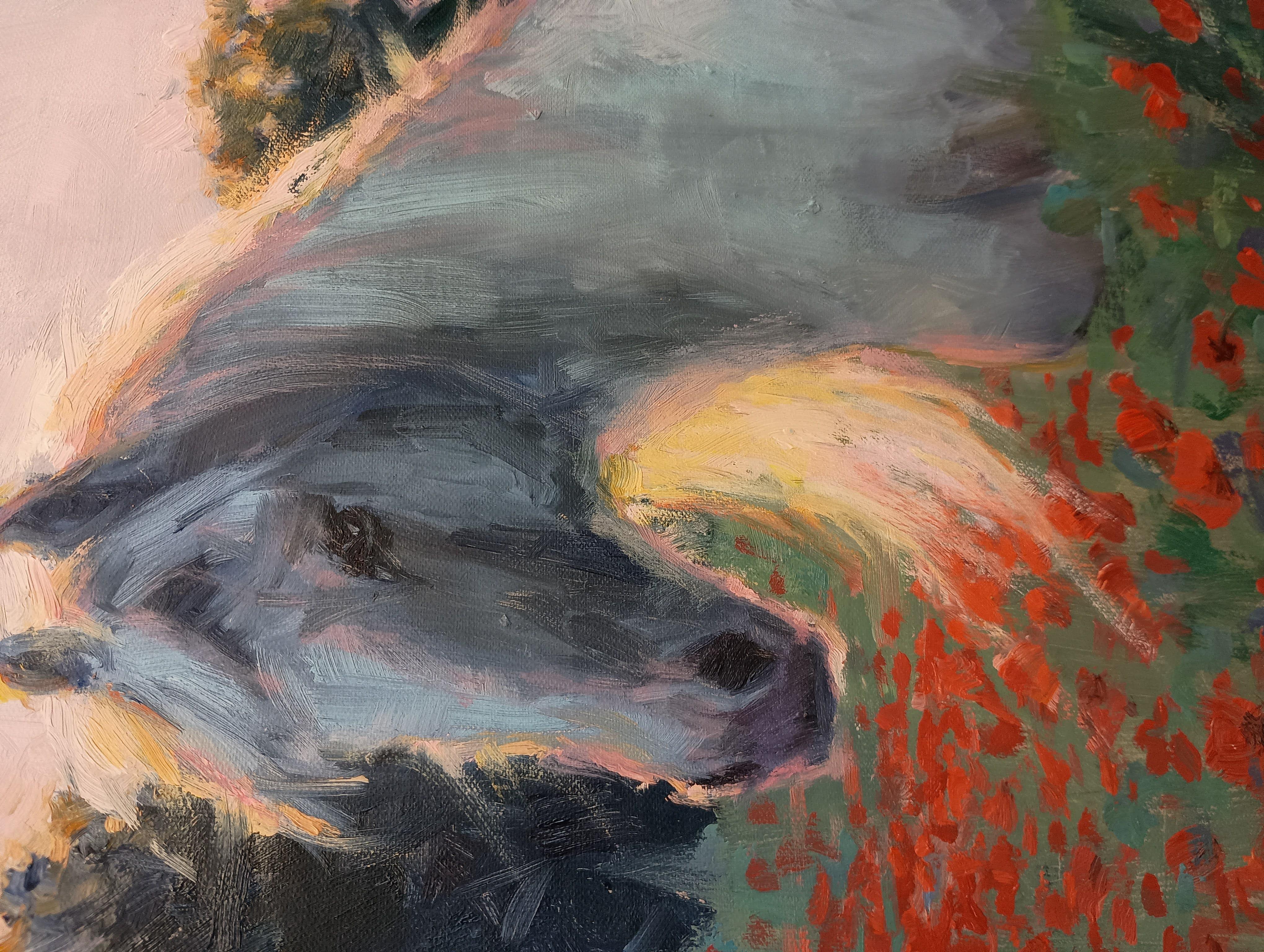 Poppy Field Sunset, Oil Painting For Sale 1