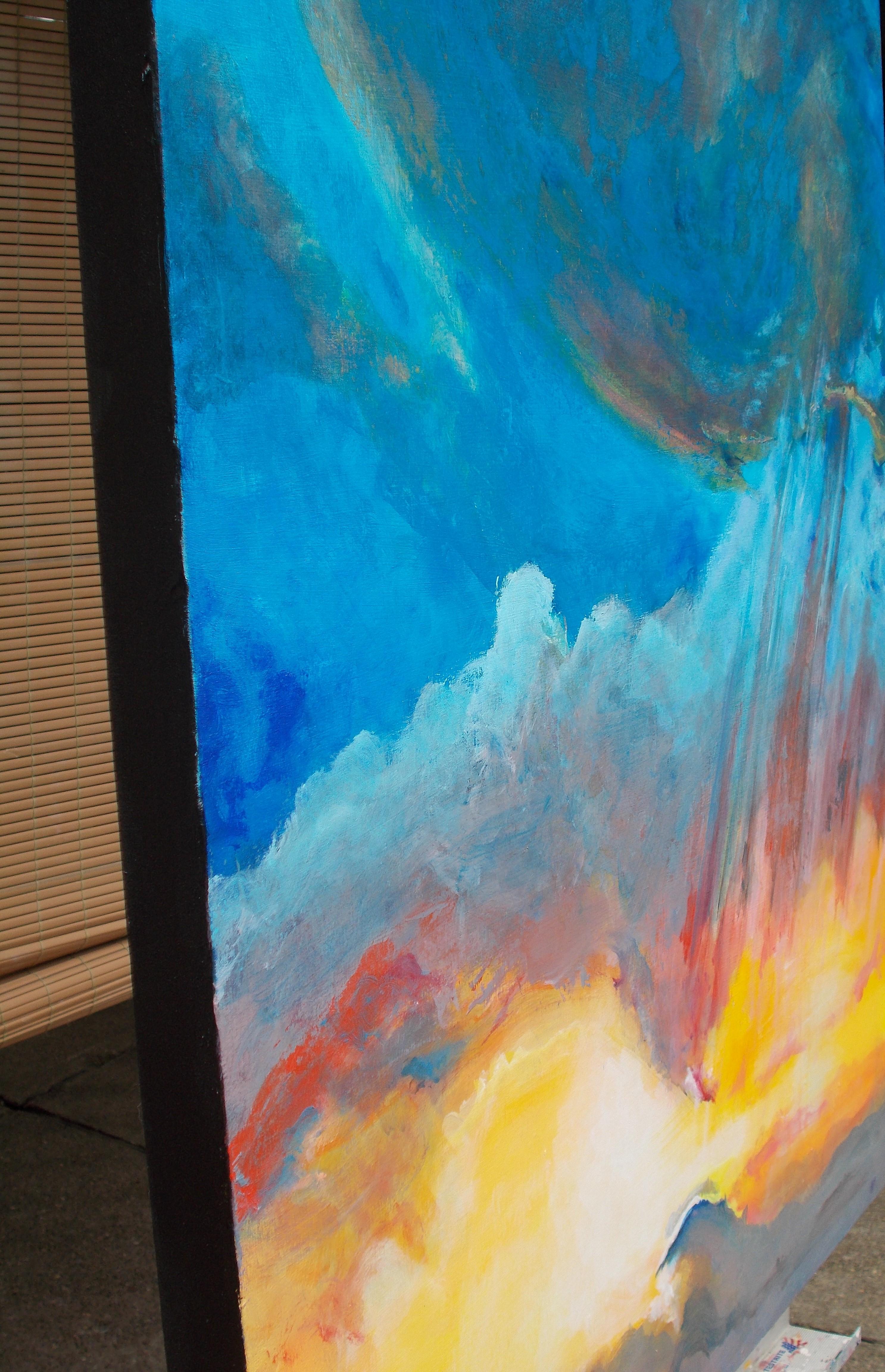 Sky on Fire, Original Painting - Blue Landscape Painting by Benjamin  Thomas