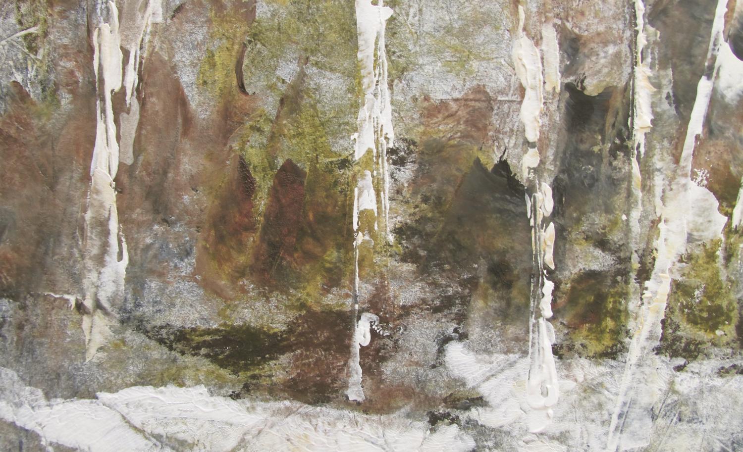 Peinture à l'huile Winter Woods 5 - Gris Landscape Painting par Valerie Berkely