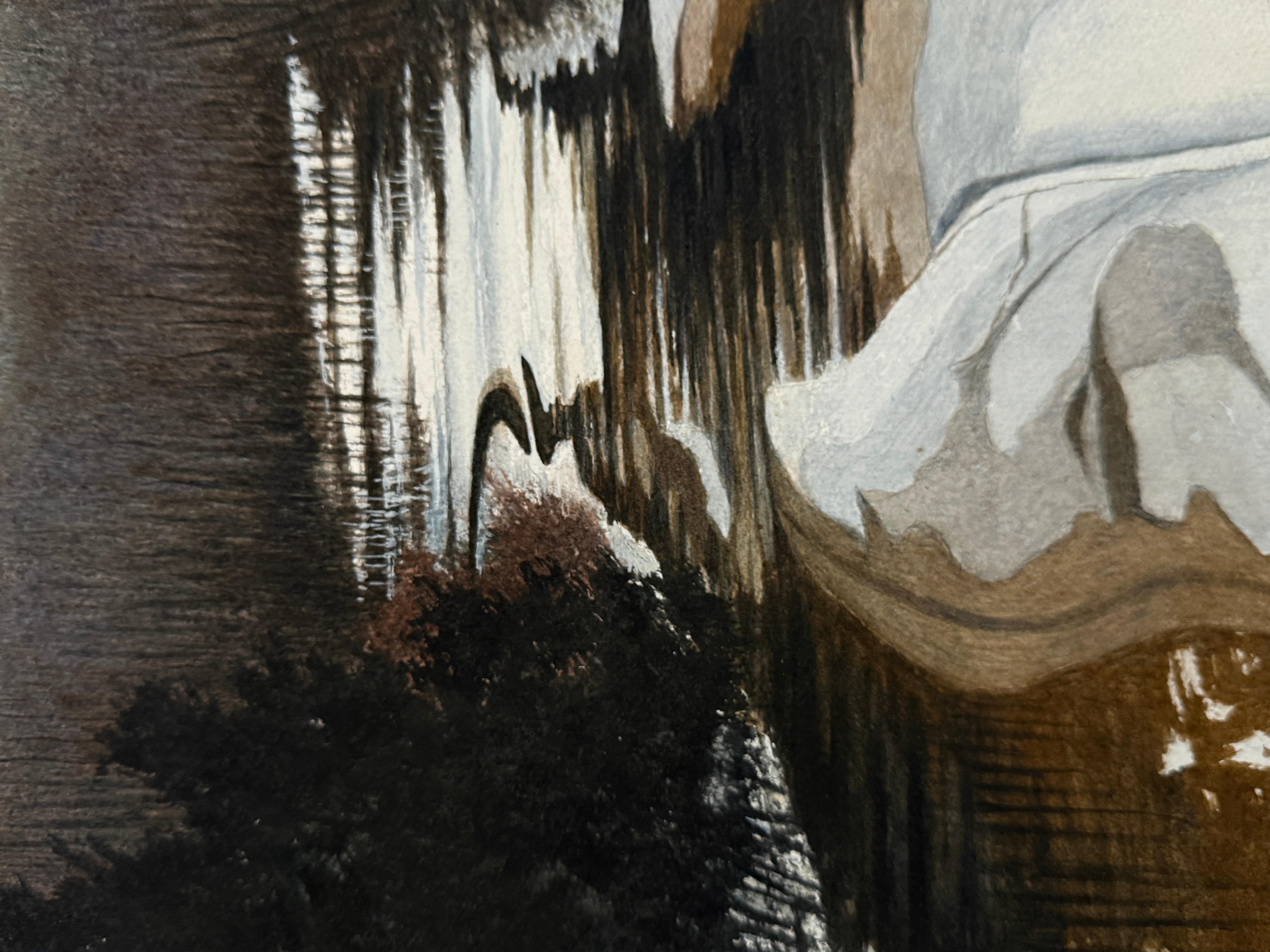 Tempo di scongelamento, Pittura originale - Landscape Art Grigio di Vic Roschkov