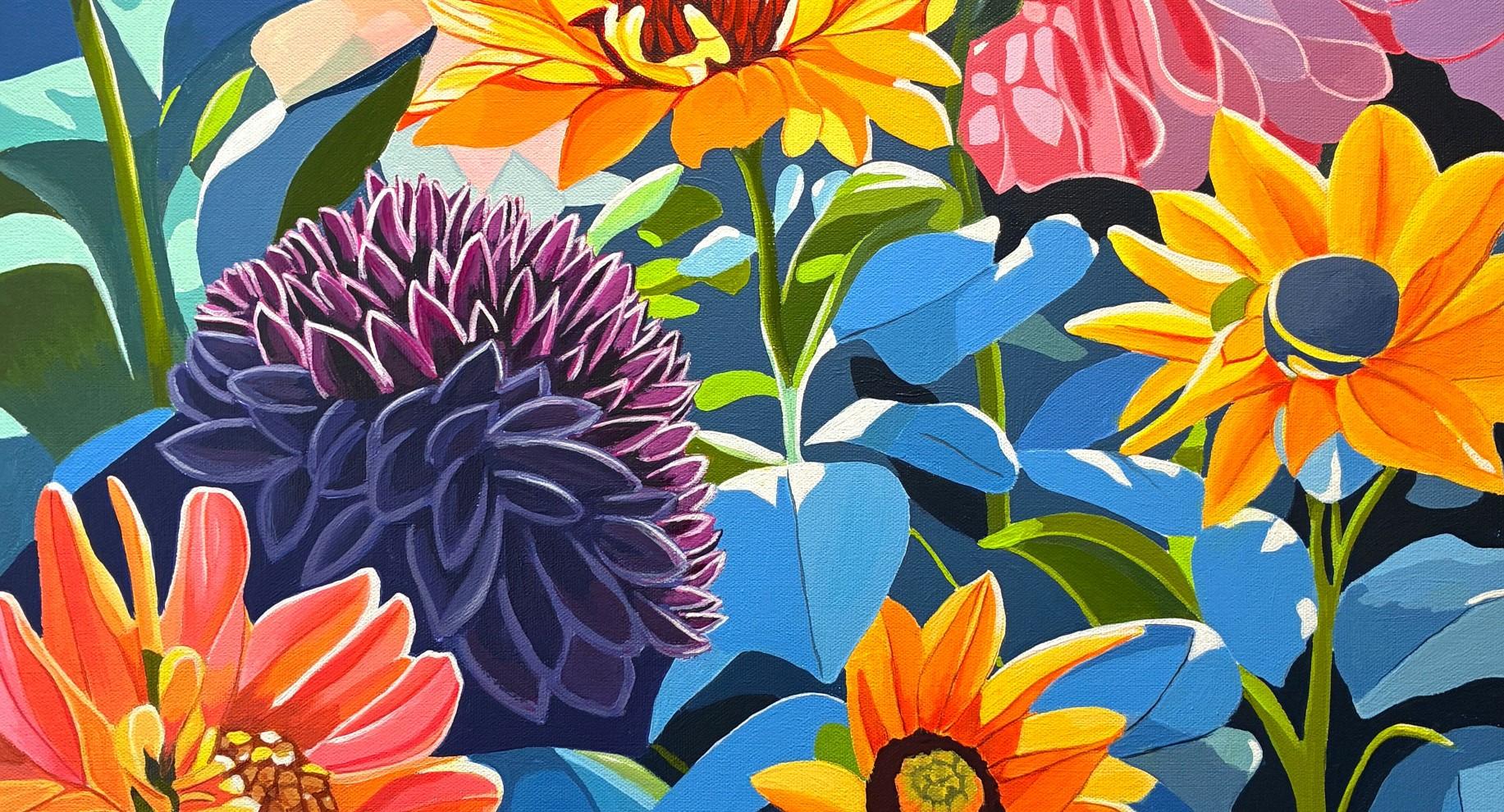 Flower Power, dipinto originale - Still-Life Painting Marrone di John Jaster