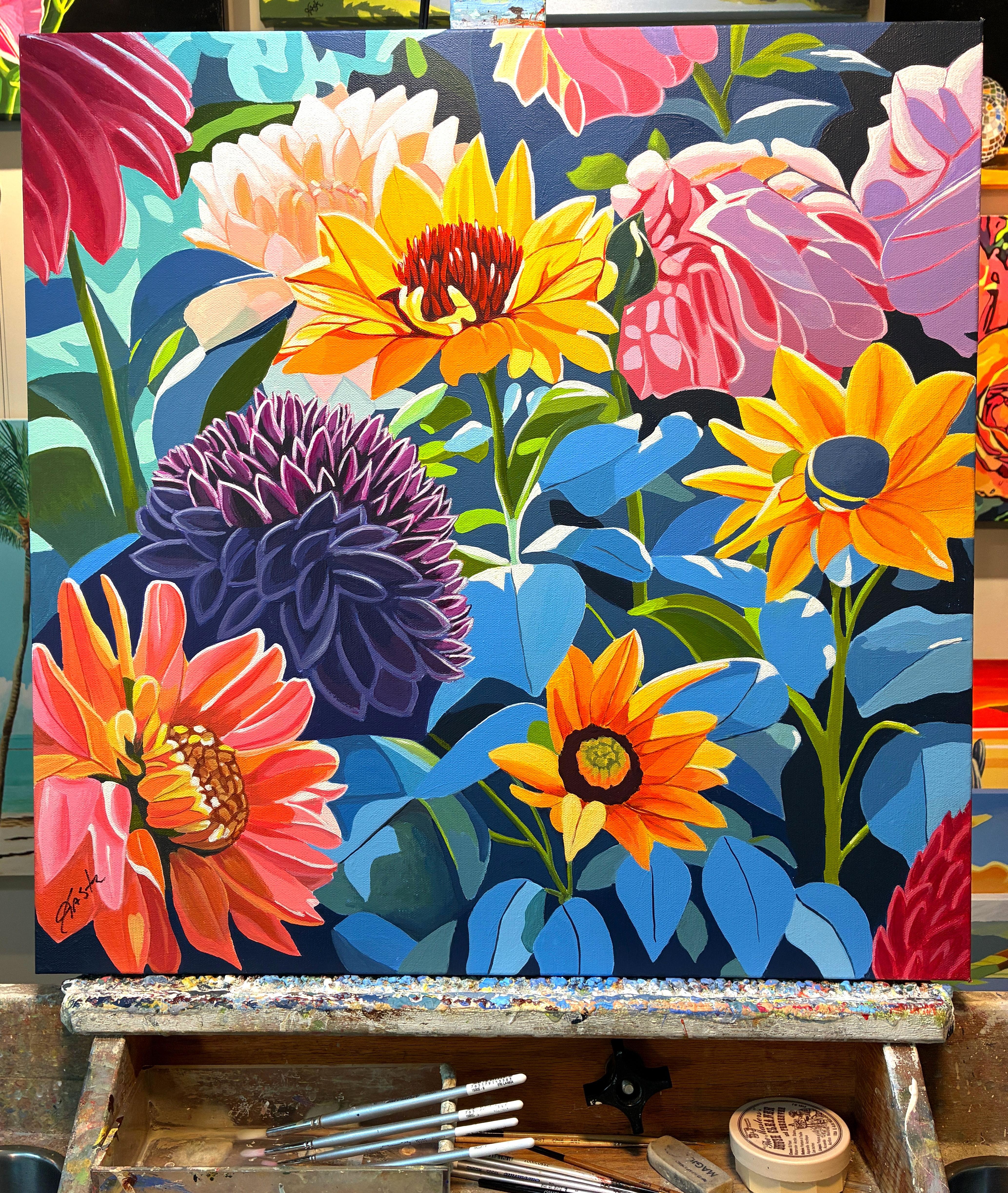 Flower Power, dipinto originale - Painting Pop Art di John Jaster