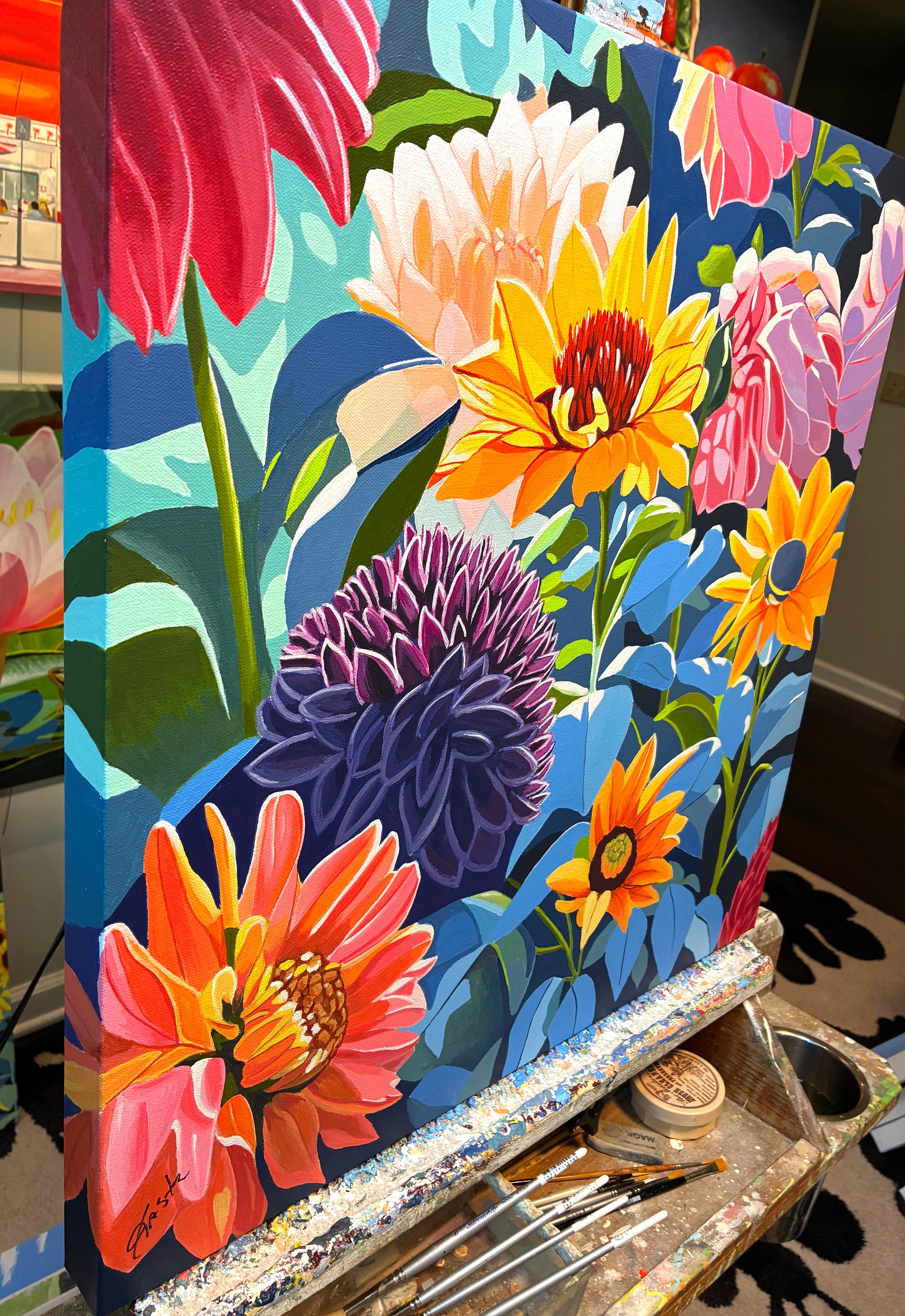 Flower Power, dipinto originale - Painting di John Jaster