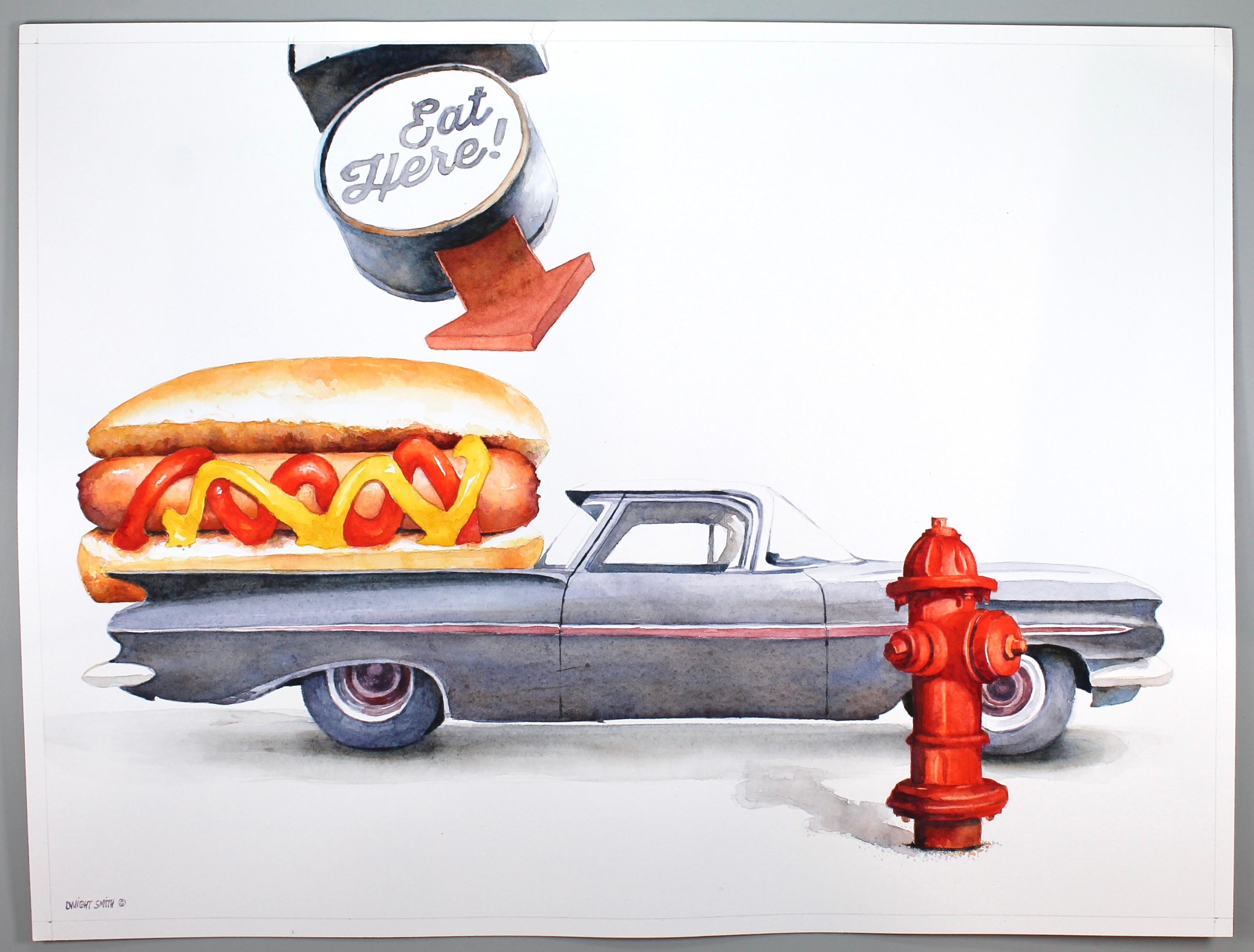 Mangez ici, peinture originale - Pop Art Art par Dwight Smith