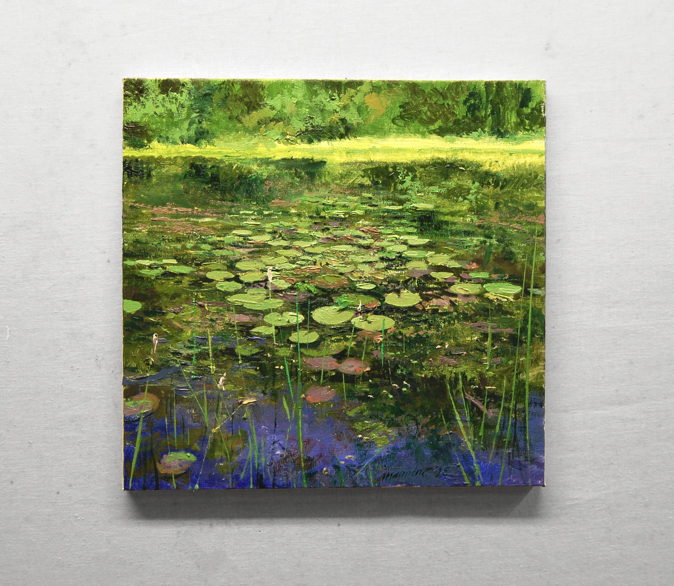 Journée lumineuse à l'étang, peinture à l'huile - Impressionnisme Painting par Onelio Marrero