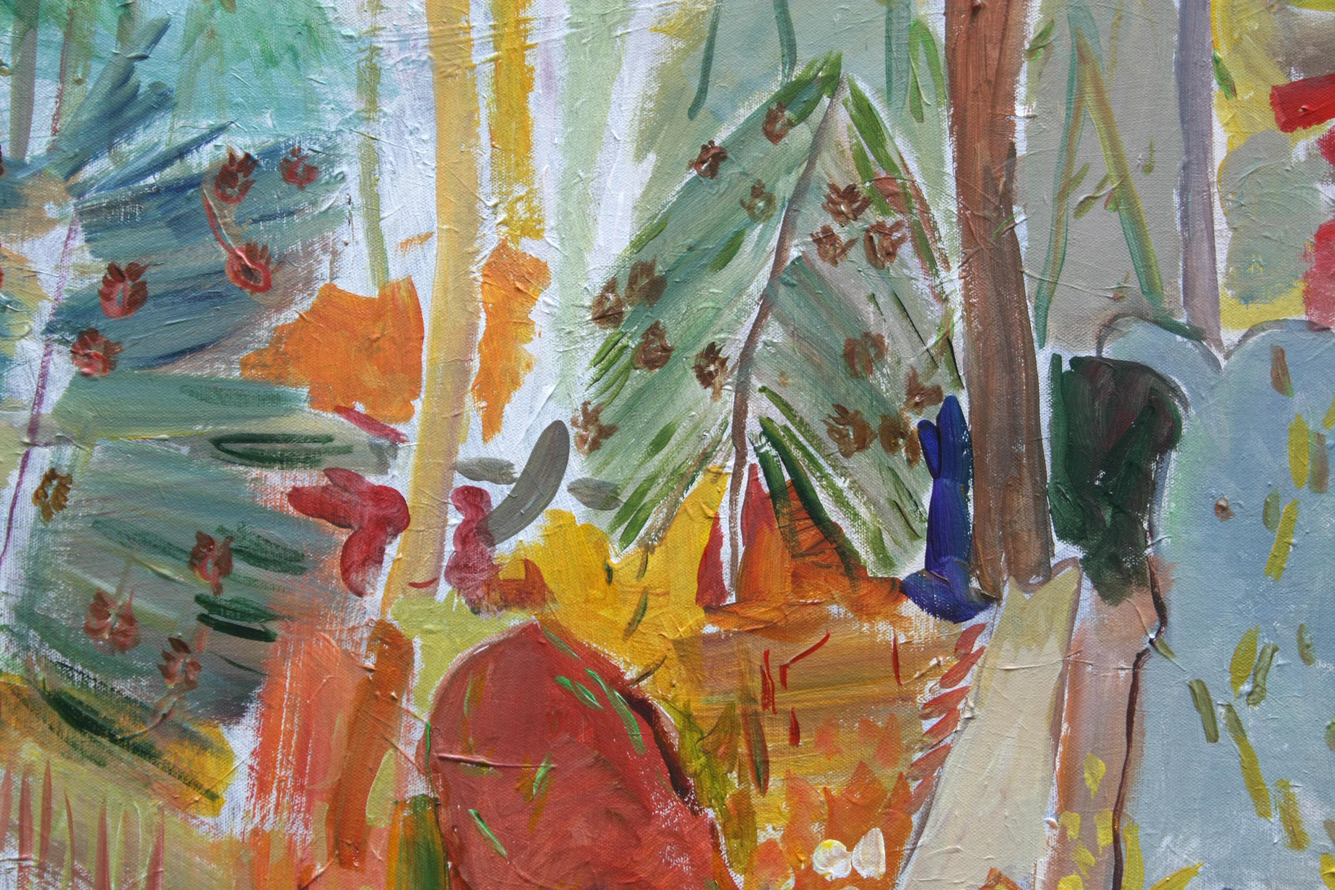 Bosque cerca de Pudding Hill, Pintura original - Landscape Painting Gris de Robert Hofherr