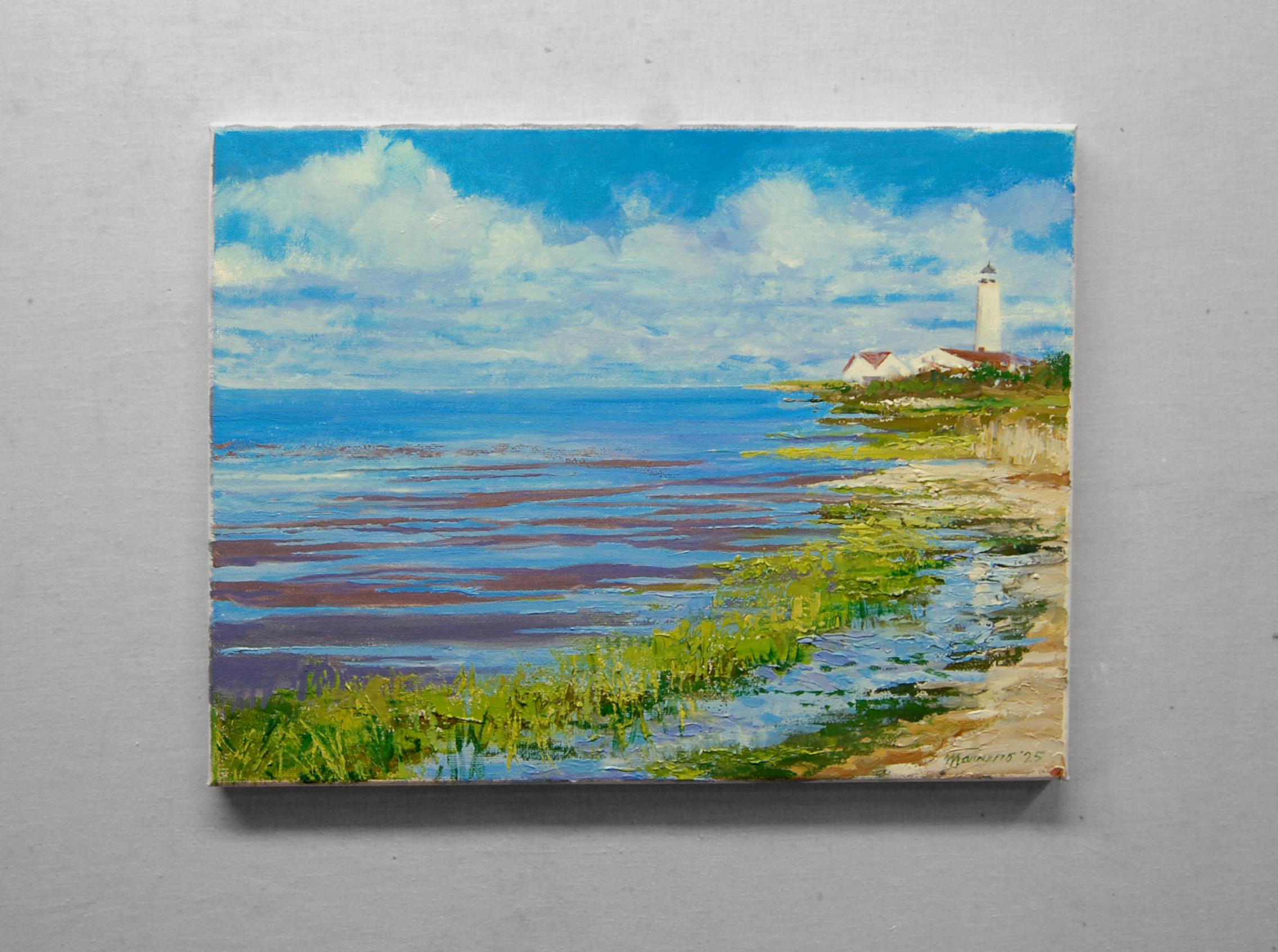<p>Artist Comments<br>The Lynde Point Lighthouse, also known as Saybrook Inner, in Connecticut, overlooks the peaceful Island Sound. The patterns of receding tidal puddles captivated artist Onelio Marrero. He painted the scene en plein air from an