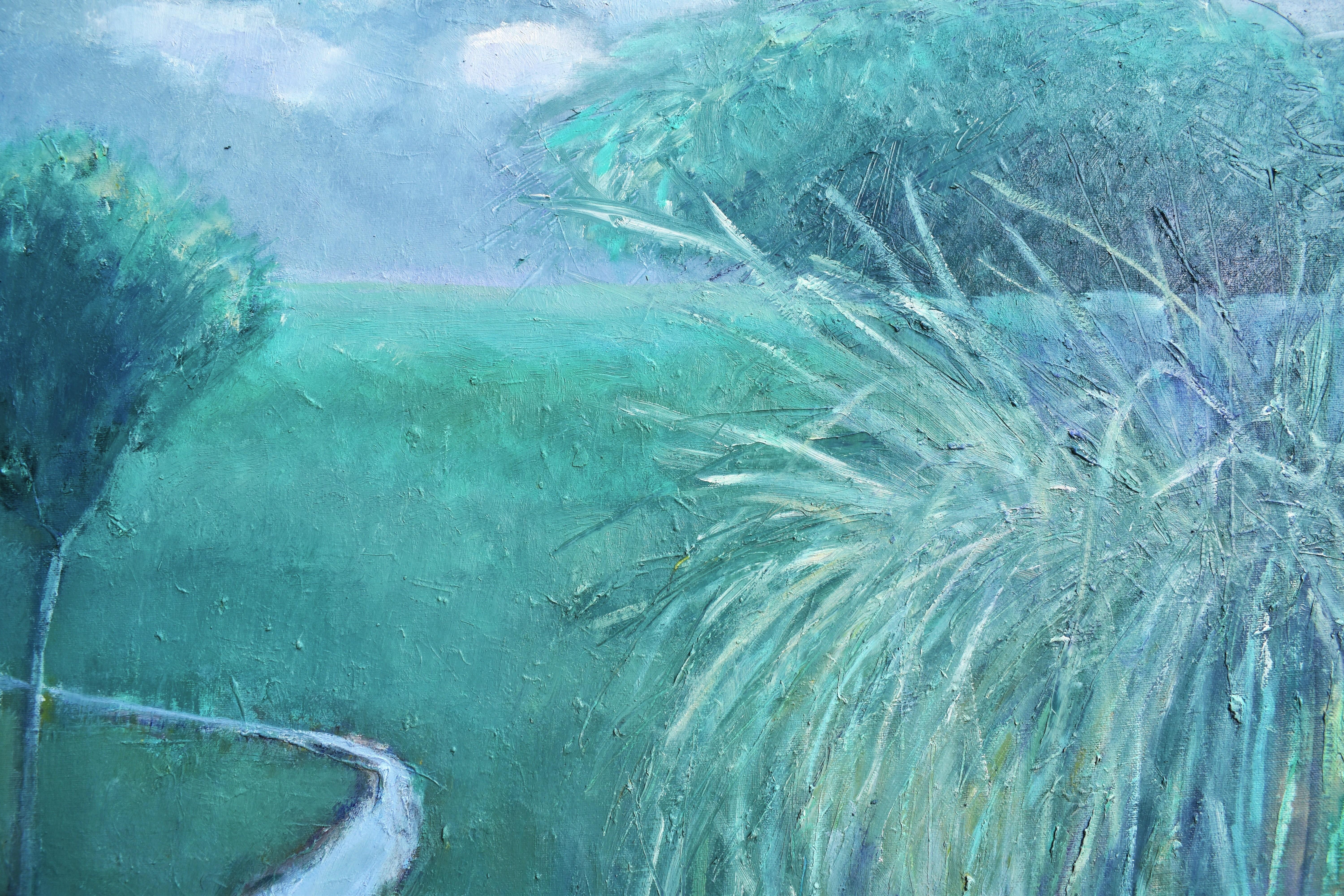 Un estudio en verde, Pintura al óleo - Landscape Painting Azul de Mary Pratt